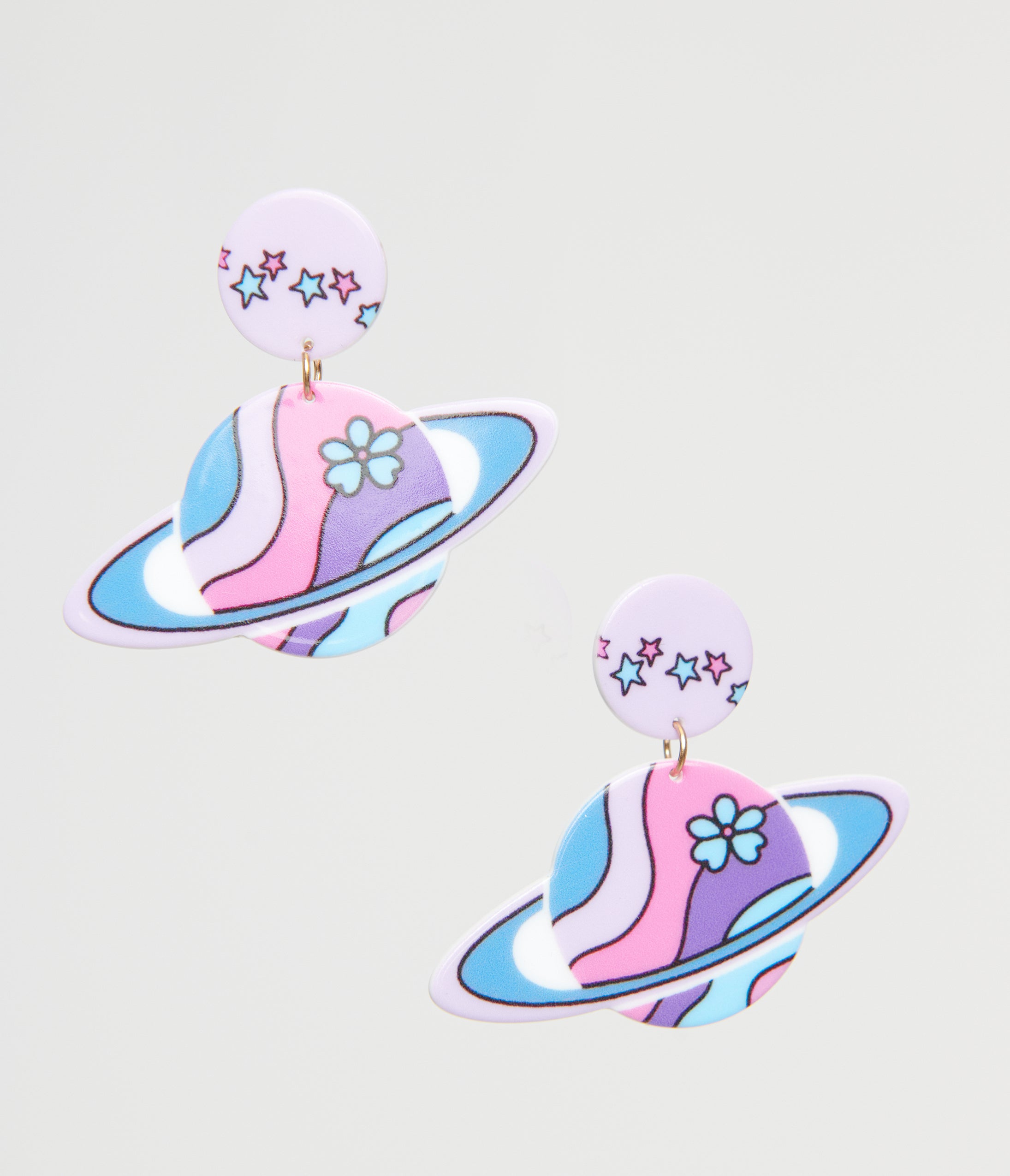 Vintage 1960s Pastel Saturn Earrings - Retro Space Jewelry for Women, Unique Gift for Collectors & Astronomy Lovers - Perfect for Parties, Cosplay & Vintage Fashion