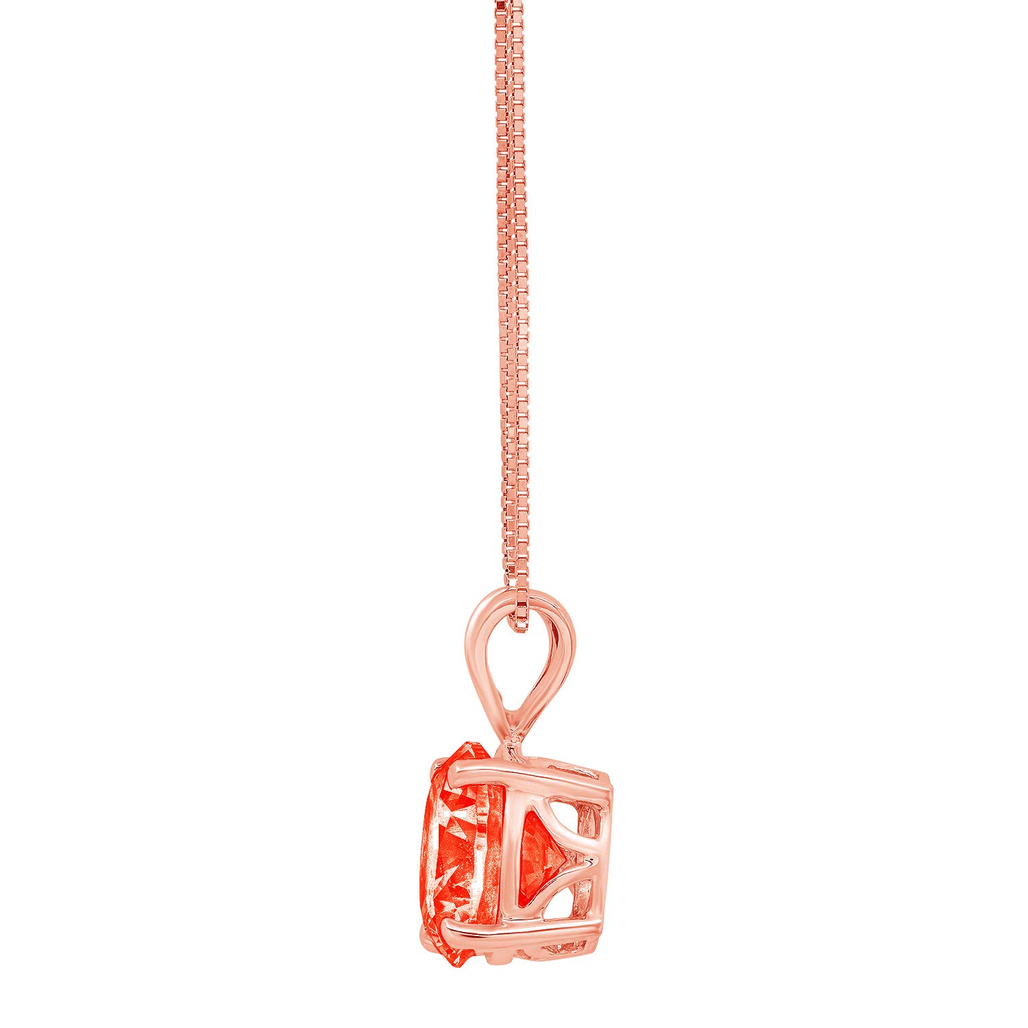 3.0ct Round Cut Fancy Red Simulated Diamond Solitaire Pendant with 16