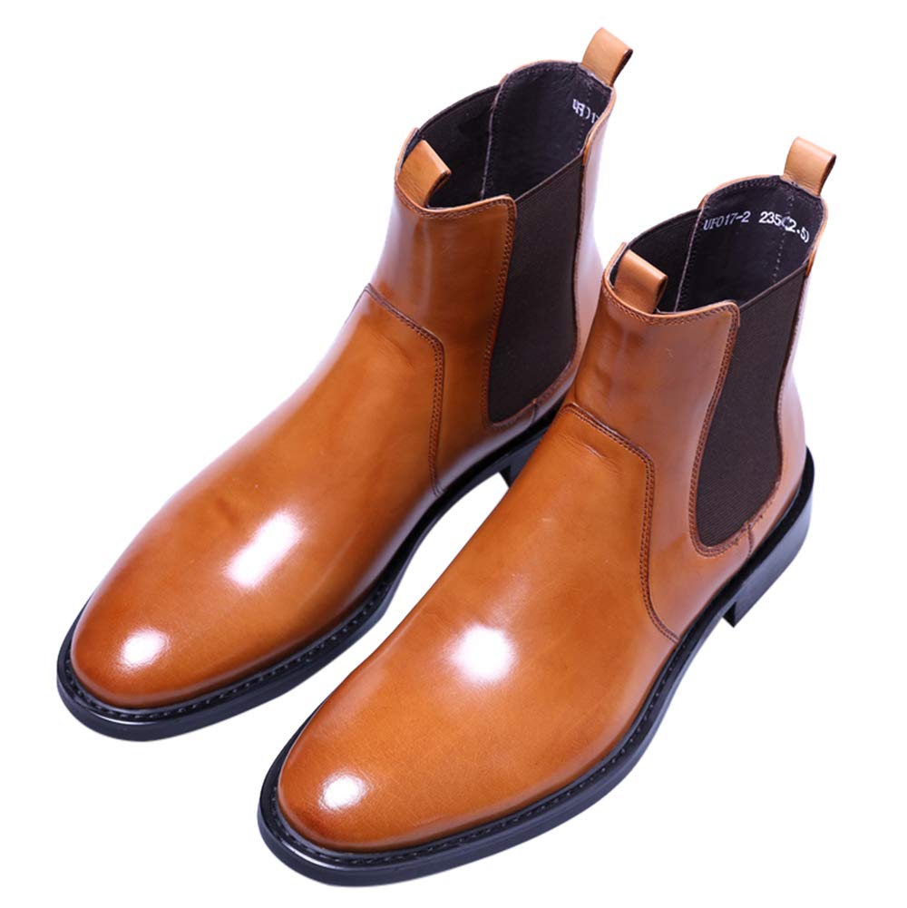 Santimon Men's Chelsea Ankle Boots - Suede Leather Casual Shoes for Men in Black & Tan | Comfortable Slip-On Booties for Work, Date Night & Everyday Wear