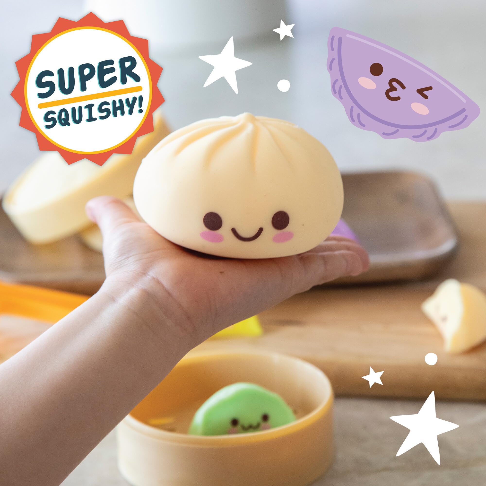 MindWare Squishy Bao Bun & Dumplings Fidget Toys - Stress Relief Sensory Toys for Kids & Adults | Perfect for Anxiety Relief, Classroom Focus & Office Desk Play