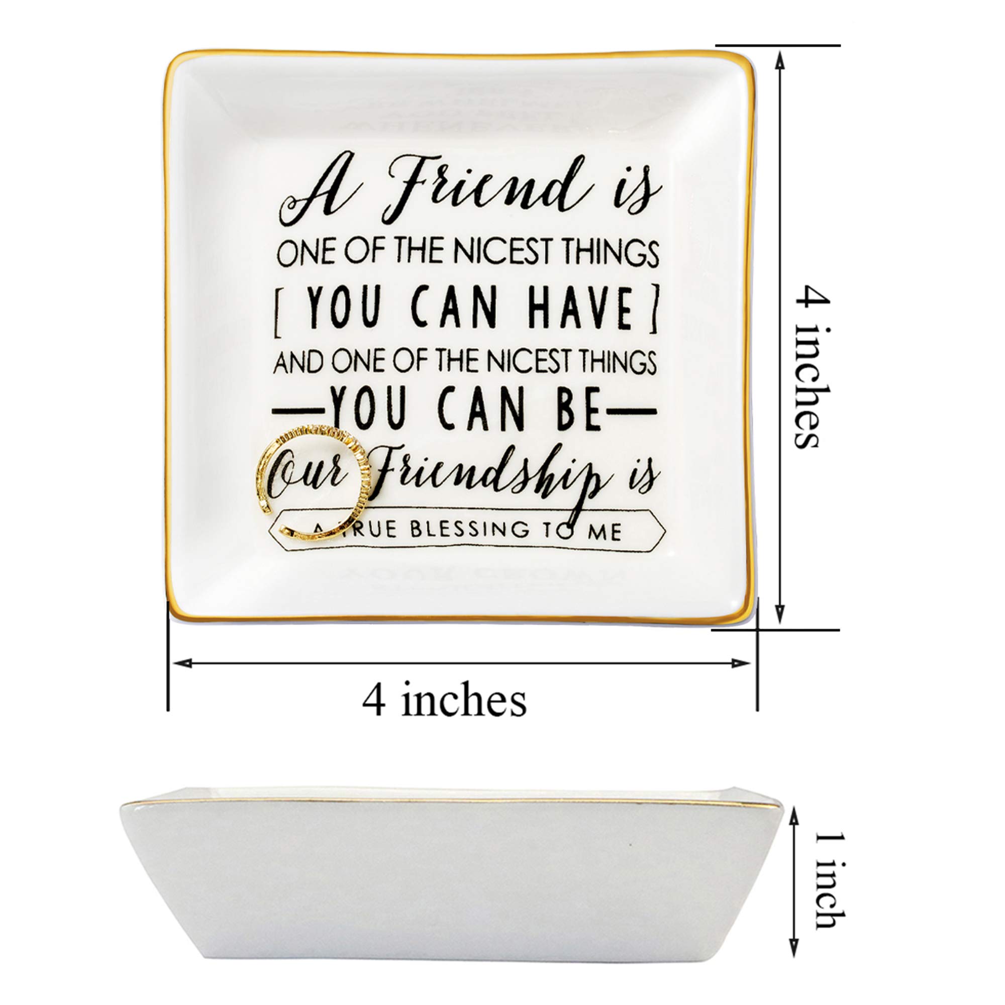 JoycuFF Friendship Gifts for Women - Unique BFF Jewelry Ring Trinket Dish, Perfect for Best Friend, Mother's Day, Birthday, Thanksgiving & Christmas - Ideal for Home Decor, Vanity Tray & Gift Giving