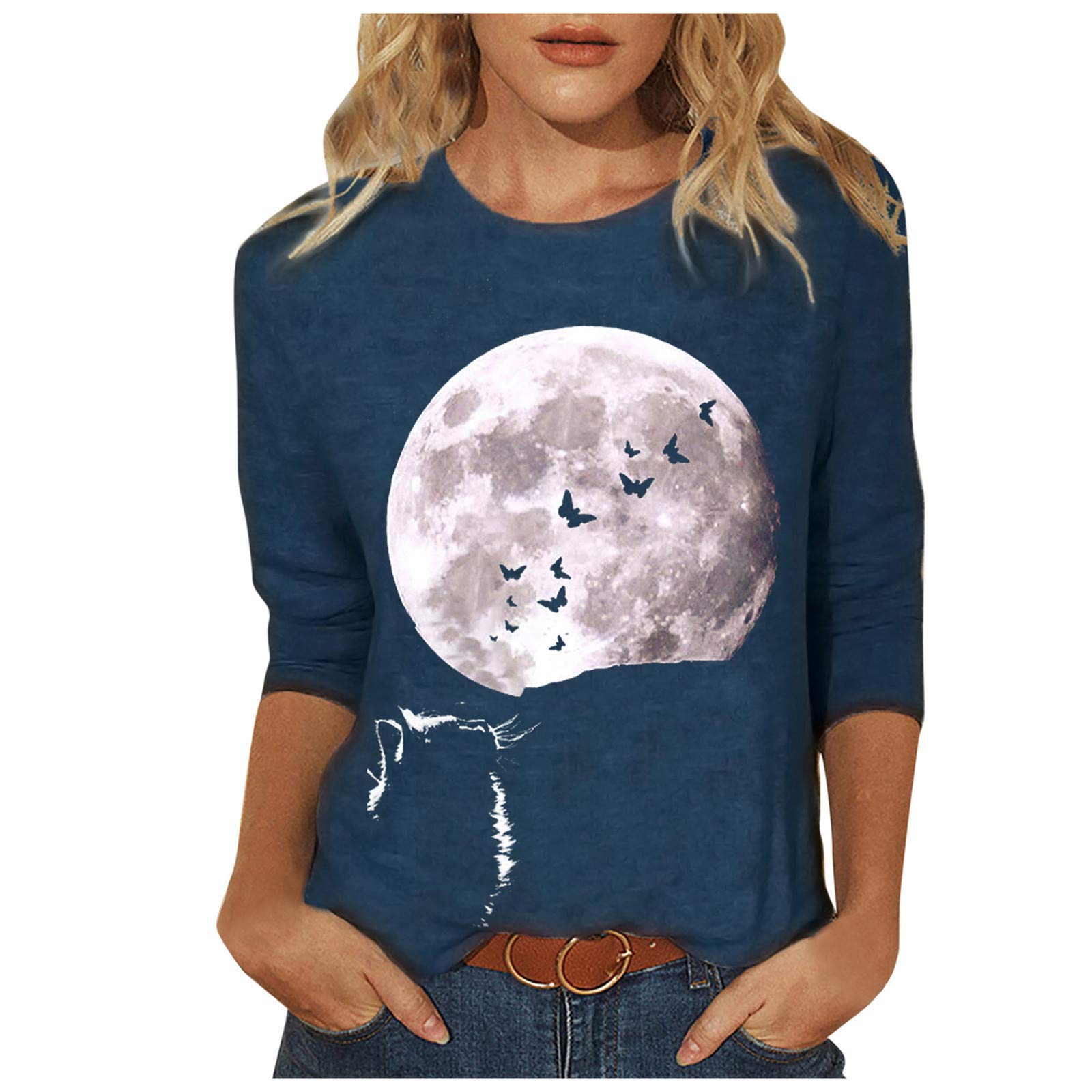 Women's Workout Tops - Cute Loose Fit Long Sleeve Graphic Tee for Yoga & Gym