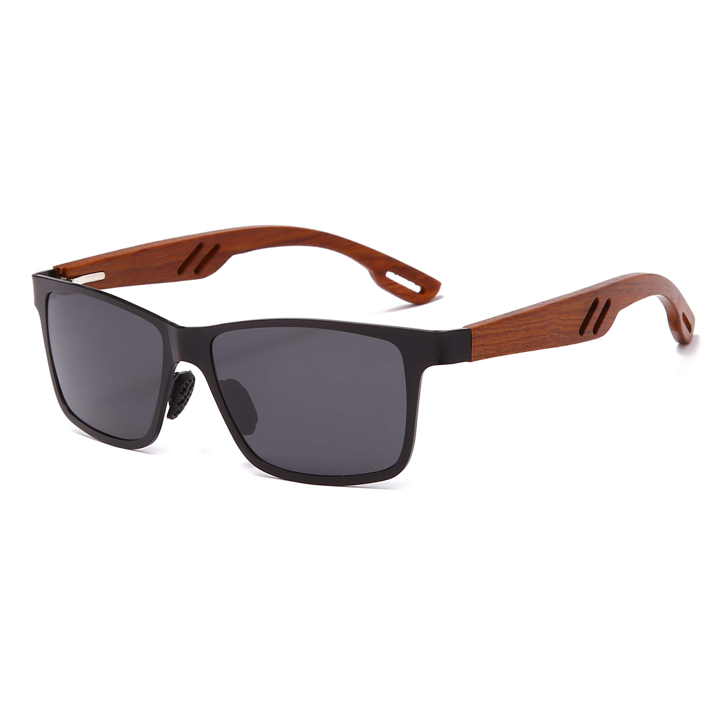 Vintage Square Wooden Polarized Sunglasses for Men & Women - UV Protection, Anti-Glare Driving Glasses for Outdoor Activities, Beach, and Travel