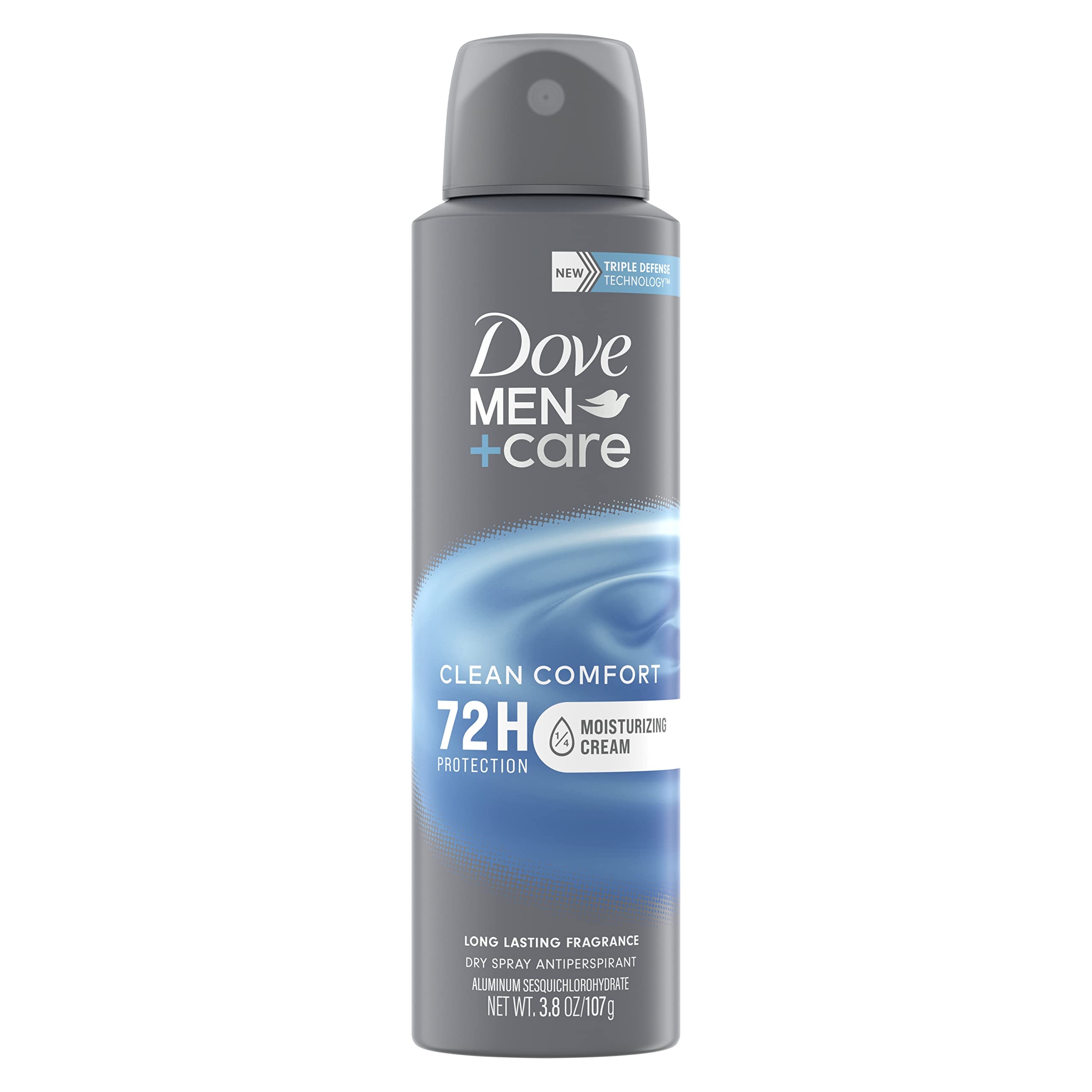 Dove Men+Care Antiperspirant Deodorant Dry Spray for Men - 72-Hour Sweat & Odor Protection, Clean Comfort Scent with Triple Defense Technology, 3.8 oz | Long-Lasting Freshness for Workouts, Office & Daily Use