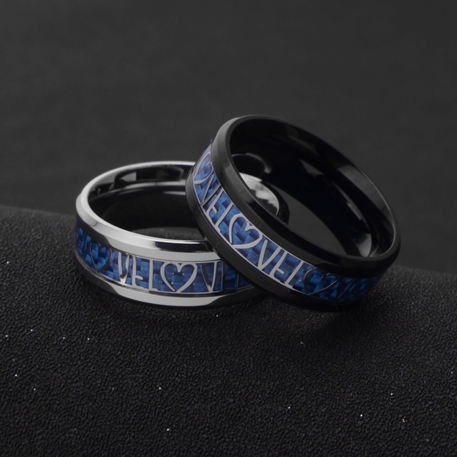 ANAZOZ Men's Promise Rings - Engraved Stainless Steel Wedding Band for Him (8mm Width, Silver & Gold) - Perfect for Anniversaries, Proposals, and Couple Gifts