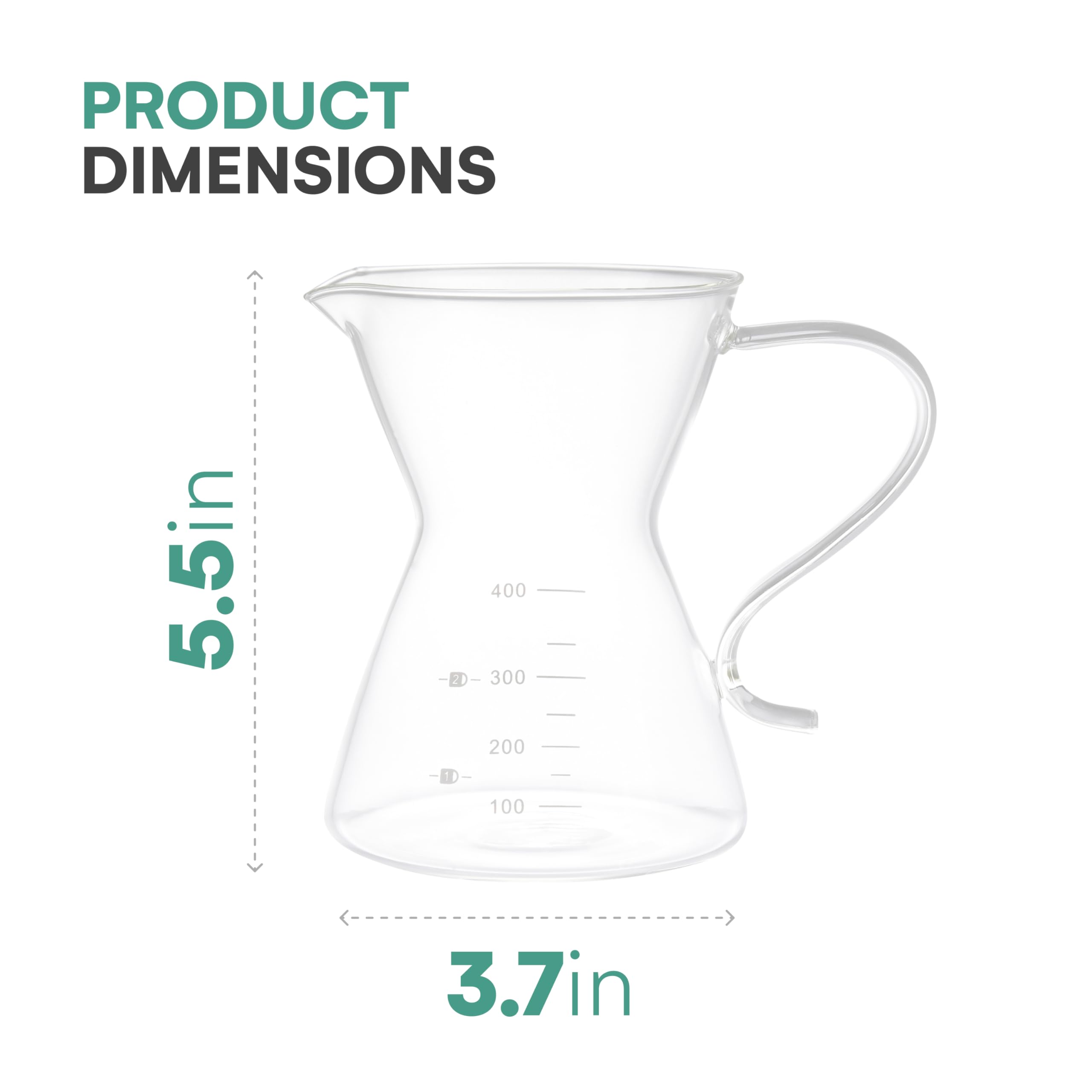 Premium Transparent Glass Pour Over Coffee Maker Set - 400ml Gooseneck Kettle with Precise Spout - Ideal for Home Brewing, Cafe & Office Use - Perfect for Specialty Coffee Lovers & Baristas - Portable Drip Coffee Brewer for Pour-Over, French Press & Cold Brew Methods