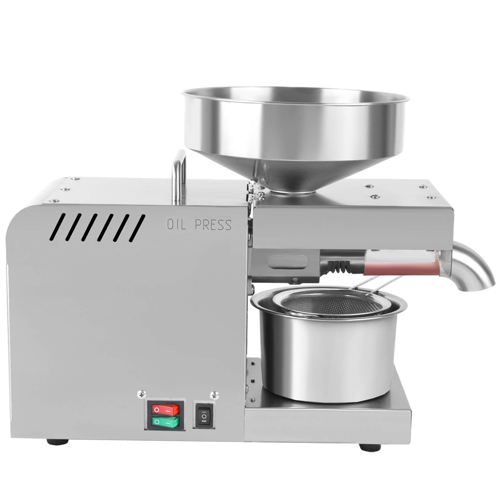 Stainless Steel Automatic Oil Press Machine 110V 600W - Electric Cold & Hot Oil Extractor for Peanut, Sunflower, Walnut, Olive, Flax Seeds - Perfect for Home Kitchen & Healthy Cooking