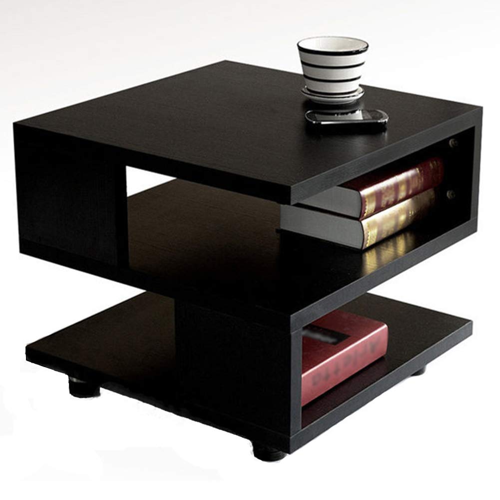 Modern Wooden Nightstand with Storage - Black Walnut Bedside Table, Stackable End Table for Bedroom, Living Room & Office - Small Cabinet with Shelves for Home Organization