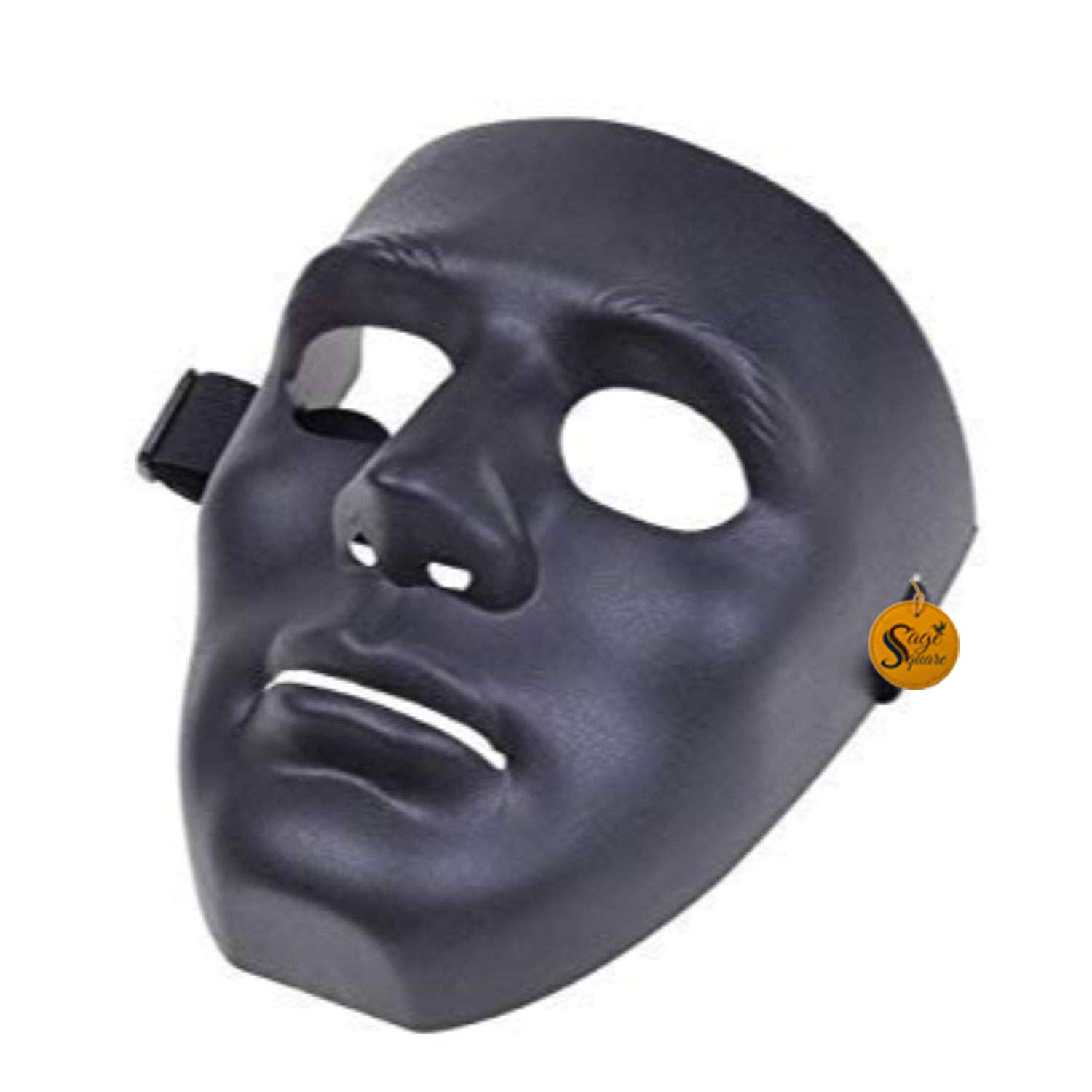 V for Vendetta Anonymous Cosplay Mask - Sage Square Stoneman Vendetta Comic Fawkes Mask (Black, Pack of 2) | Perfect Fit for Halloween Costumes, Political Protests & Comic Conventions