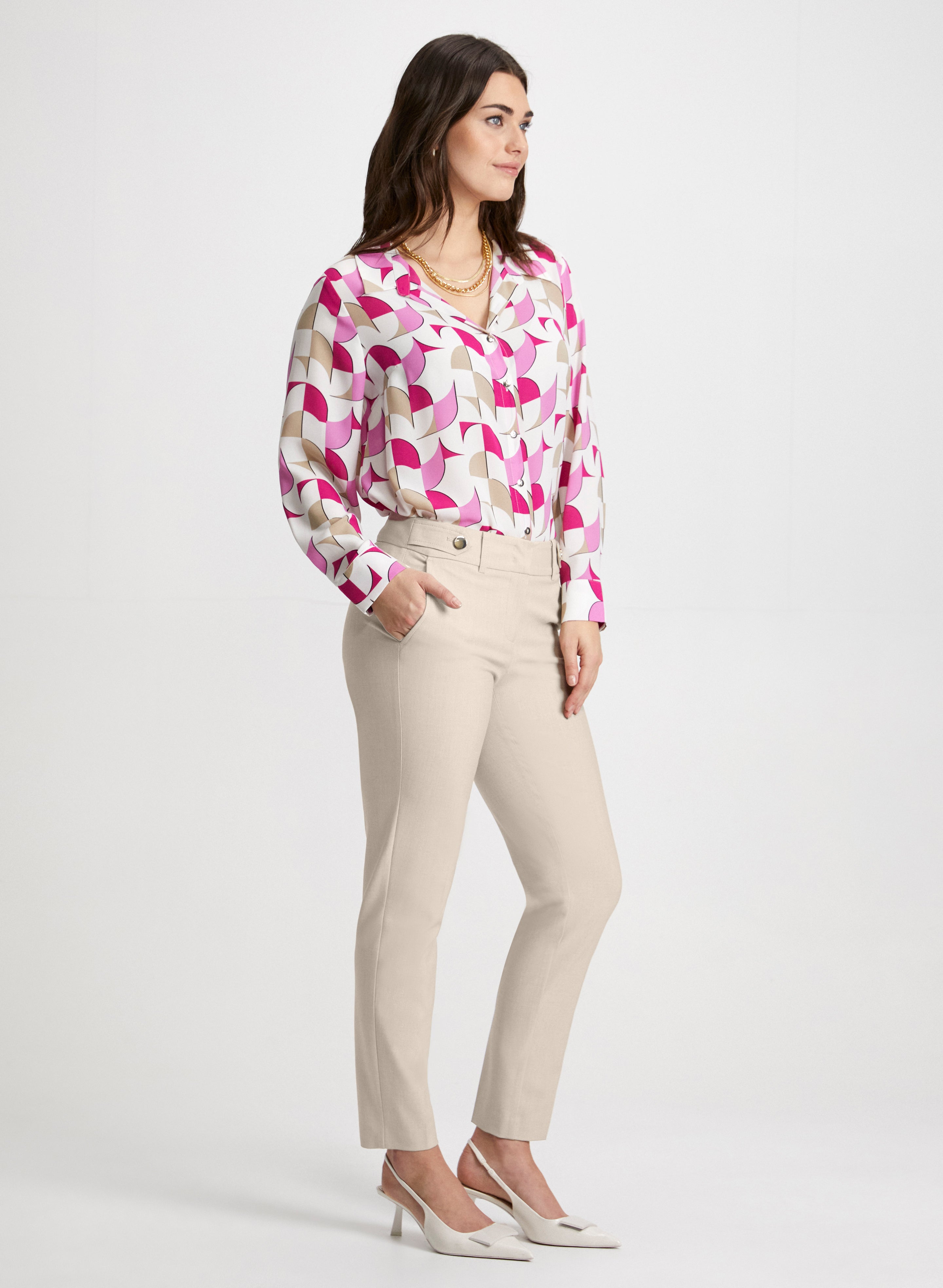 Emma Slim Leg Pants for Women - High Waist Stretchy Comfortable Work Pants - Office Wear & Business Casual Outfits
