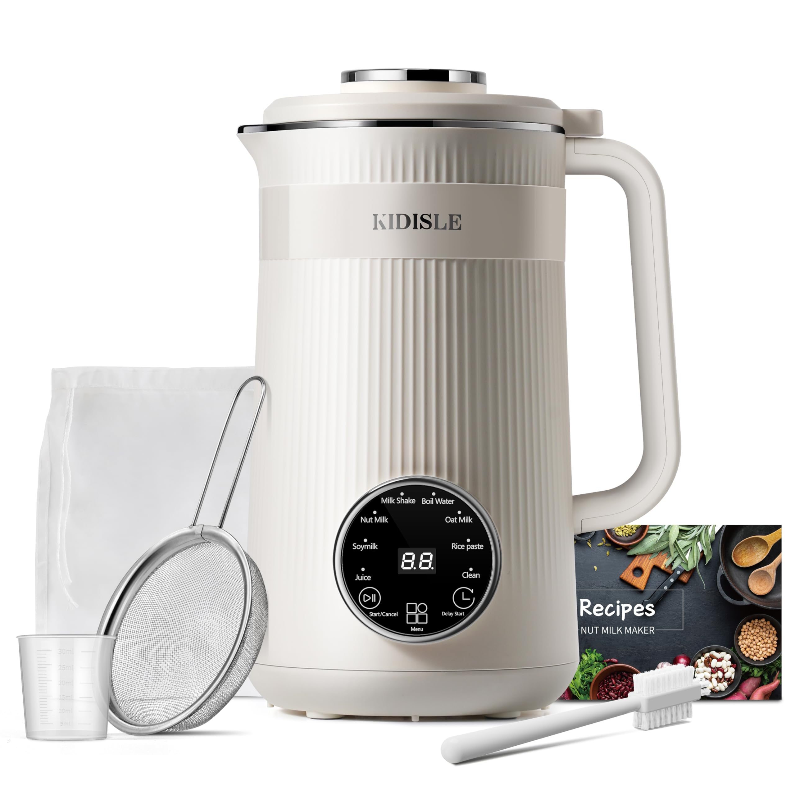 8-in-1 Nut Milk Maker Blender - 32oz Automatic Soybean Milk Machine for Homemade Almond, Oat, Coconut & Plant-Based Milks | Delay Start, Keep Warm & Boil Water Functions | Perfect for Vegan, Dairy-Free Diets & Healthy Breakfast Smoothies (White)