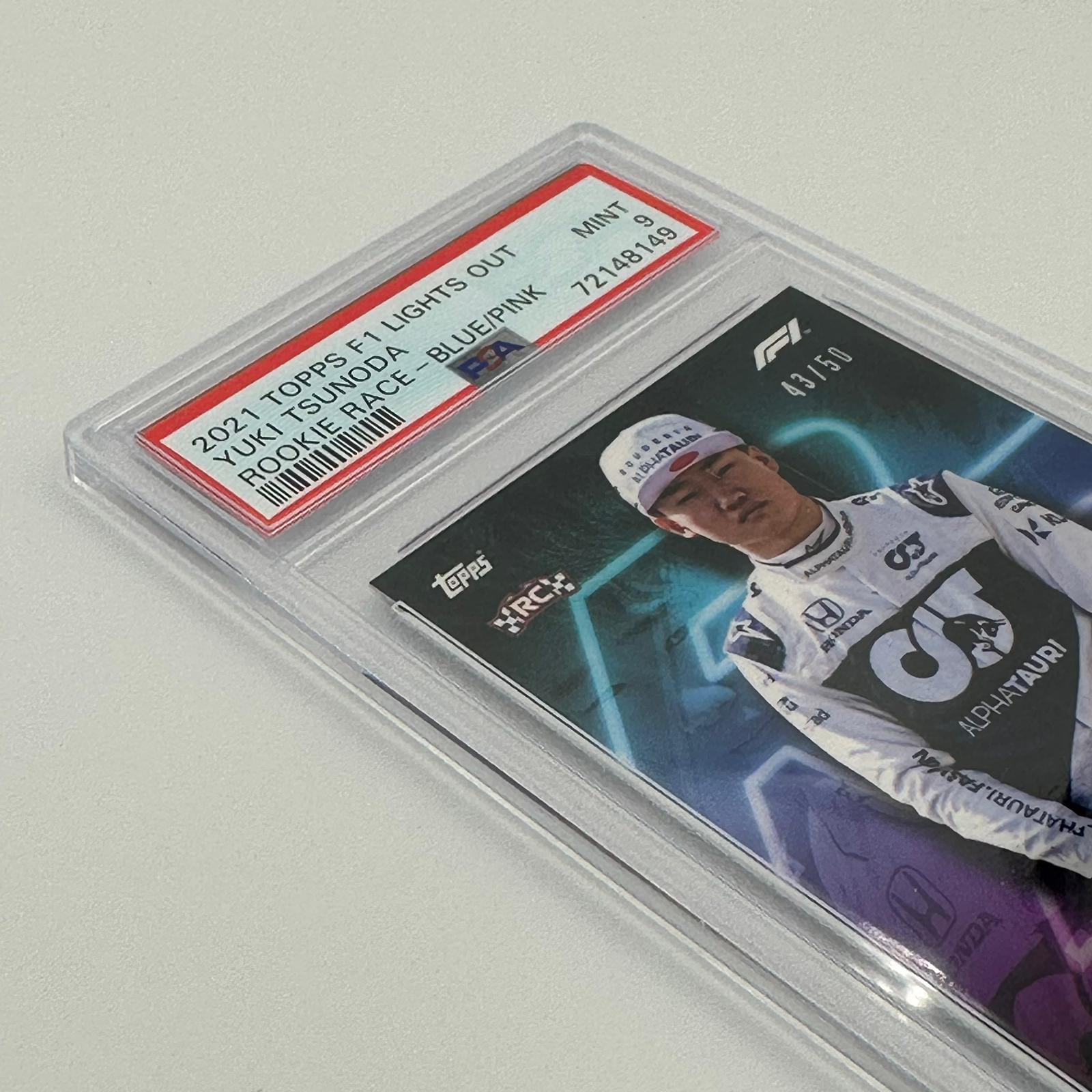 PSA 9 Yuki Tsunoda 43/50 Rookie Race Blue Pink Parallel F1 Racing Card - Perfect for F1 Collectors, Sports Memorabilia Displays & Trading Card Investments