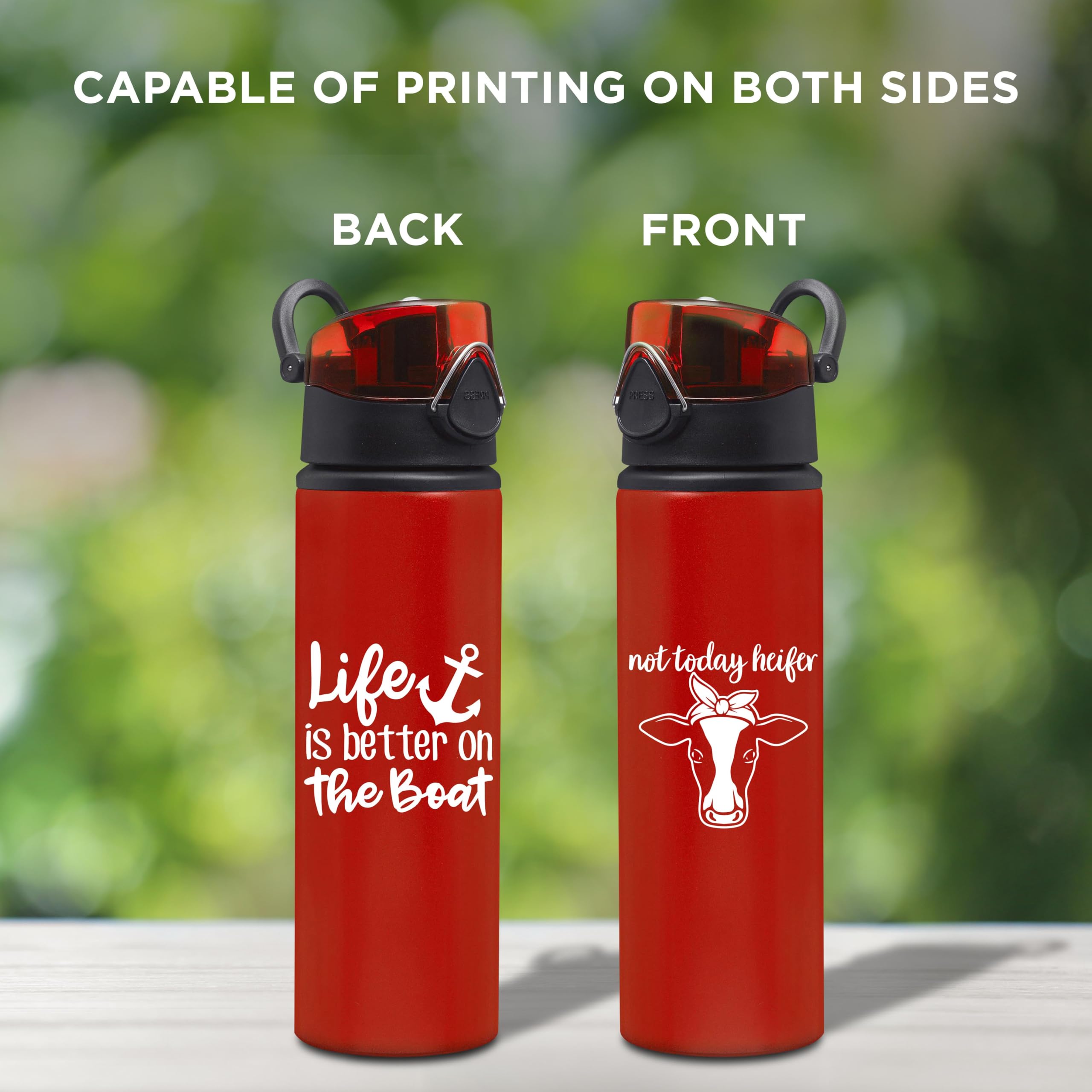 Custom 25 oz Aluminum Water Bottles with Carabiner Clip - Bulk Pack of 12, Personalized & Refillable - Ideal for Gym, Hiking, Cycling, School, Office & Outdoor Adventures - Red