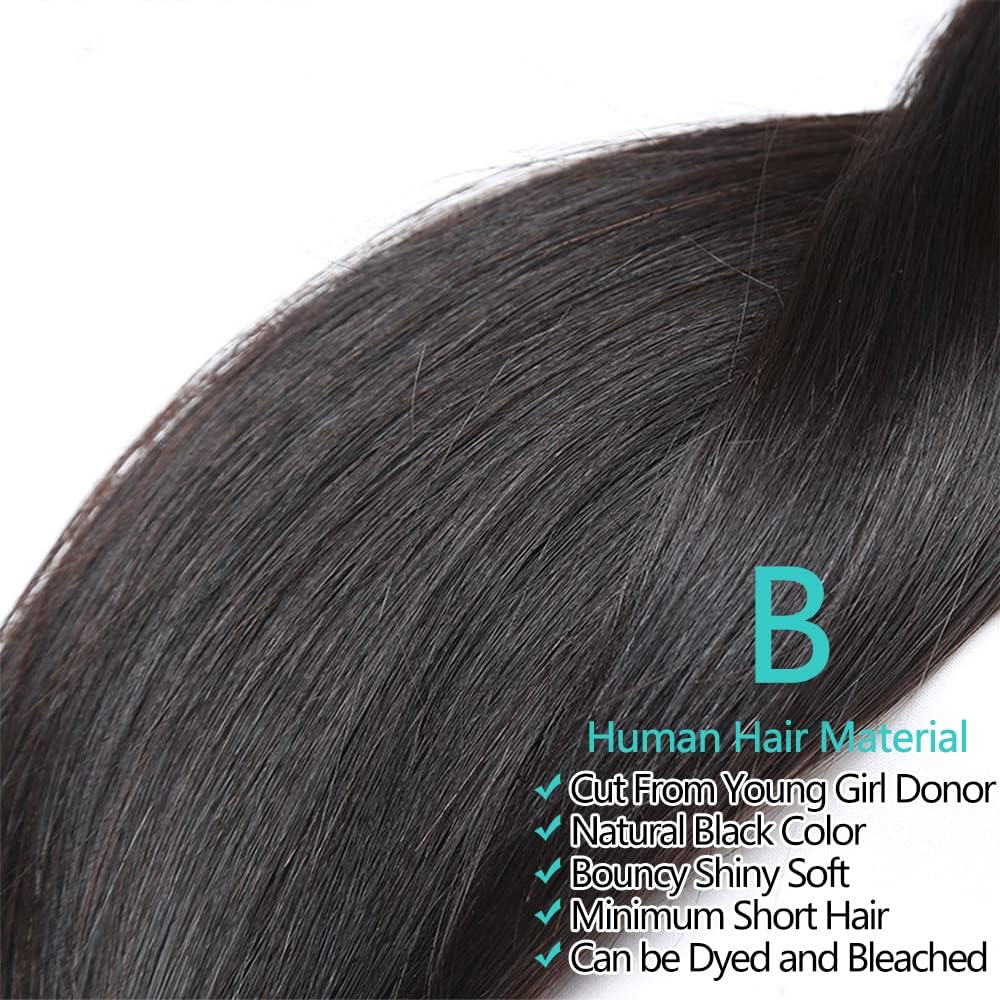 10A Brazilian Straight Human Hair Bundles - 18 Inch 100% Unprocessed Virgin Remy Hair - 3 Bundles Natural Black for Weaving & Extensions | Perfect for Salon Styling, Daily Wear & Special Occasions