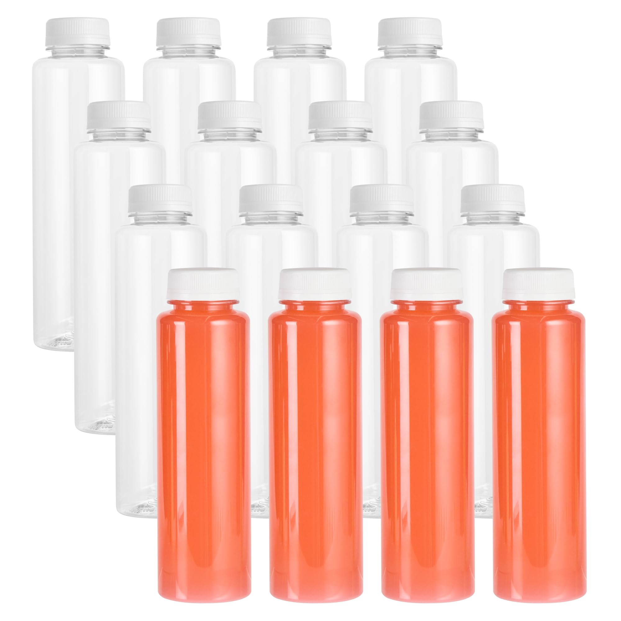 12oz Clear Plastic Juice Bottles with Safety Cap - 100 Pack Recyclable Empty Beverage Containers for Juicing, Milk Tea, Smoothies & More | Perfect for Restaurants, Cafes & Home Use