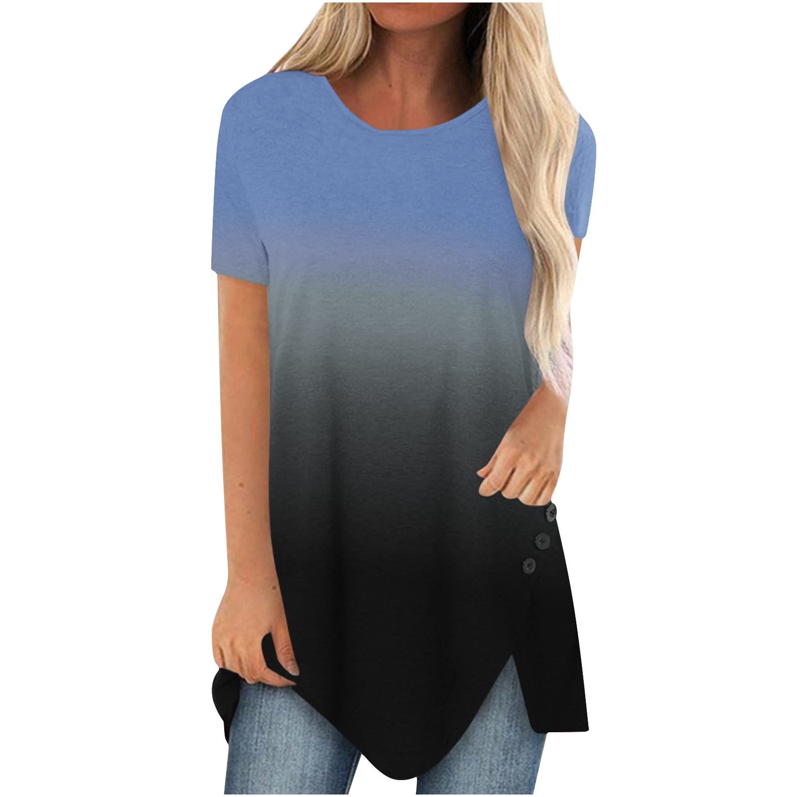 Women's Casual T-Shirts - Summer Cute Printed Tee, Loose Fit Plus Size Short Sleeve Blouse, Comfortable Tunic Top for Everyday Wear | Perfect for Outings, Beach Trips, and Relaxing at Home