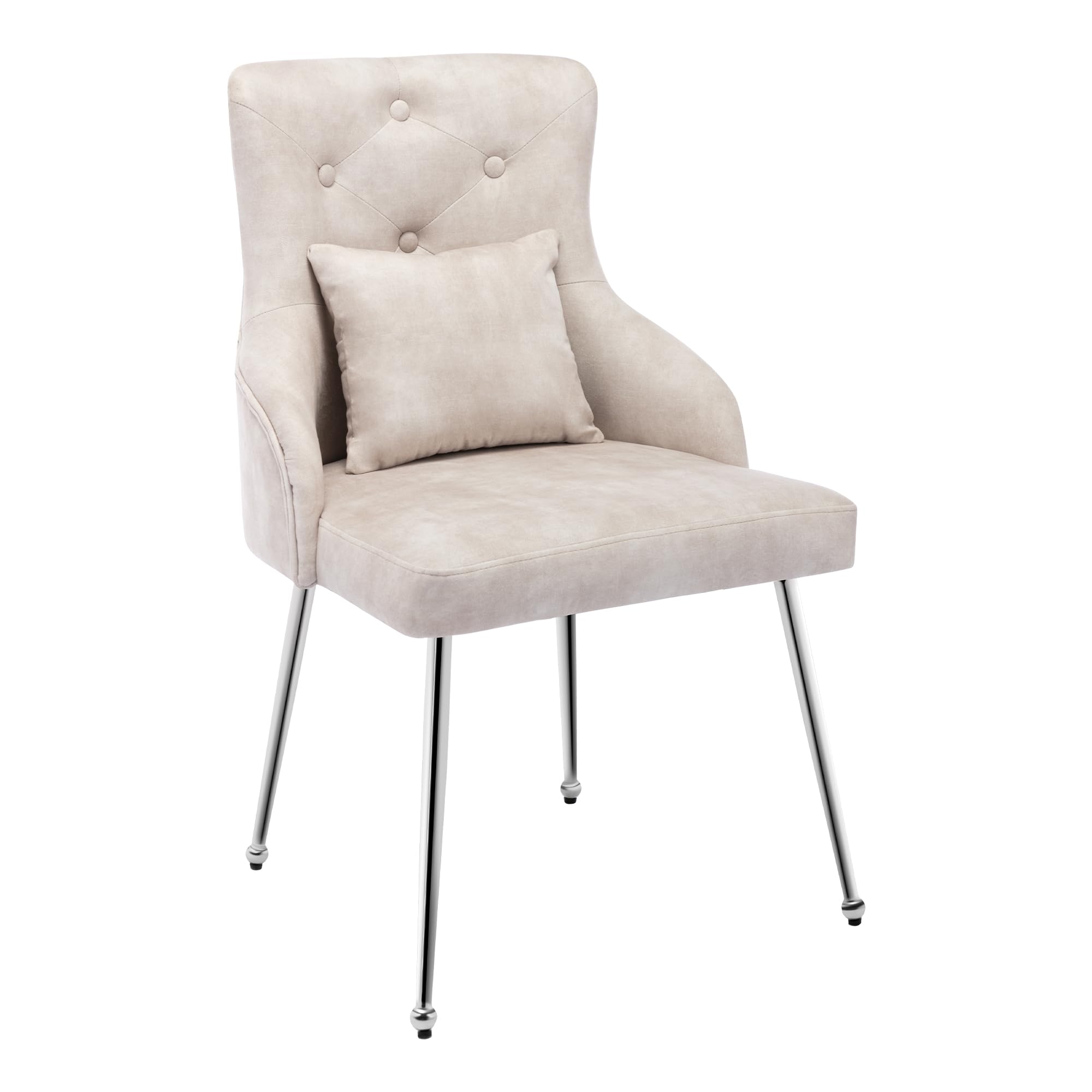 Velvet Vanity Chair with Back - Modern Small Armless Accent Chair with Sturdy Metal Legs - Elegant Tufted Upholstered Side Chair for Living Room, Makeup Room & Bedroom - Perfect for Dressing Tables, Bedside Seating & Home Decor