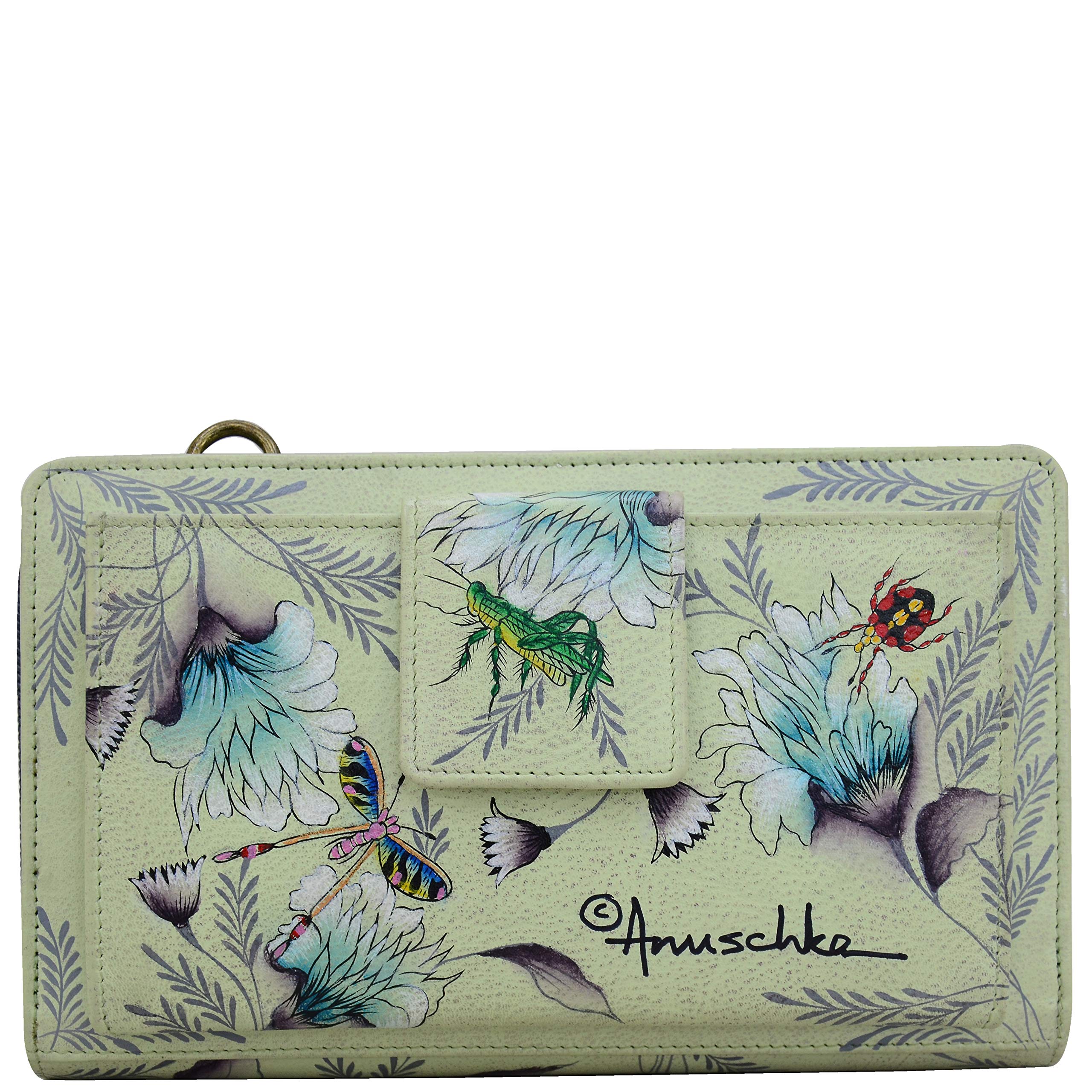 Anuschka Women's Hand-Painted Leather RFID Blocking Wallet - Stylish Organizer for Credit Cards, Cash & ID - Perfect for Travel, Shopping & Everyday Use