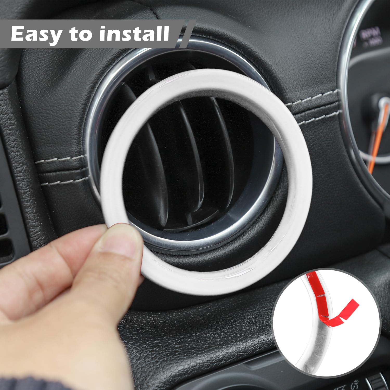 RT-TCZ White Dash Air Vent Cover Trim Stickers for Jeep Wrangler JL JLU & Gladiator JT (2018-2023) - 4pcs Interior Accessories - Perfect for Customization & Protection
