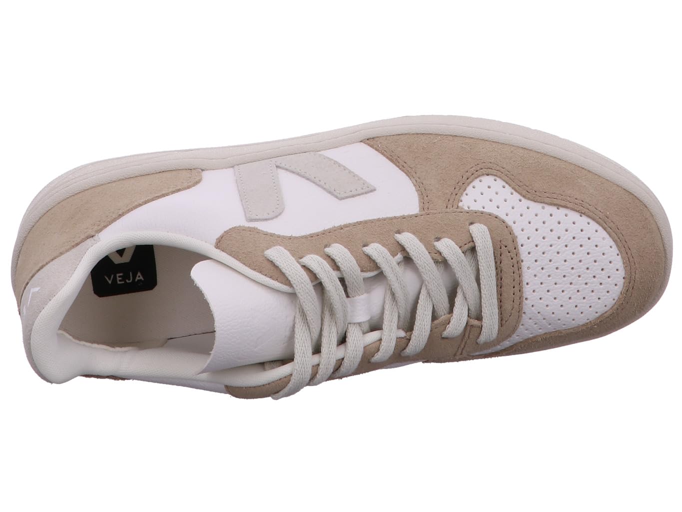 VEJA V-10 Men's White Leather Sneakers - Eco-Friendly Vegan Shoes for Casual Wear & Everyday Comfort (Size 12.5 US) | Perfect for Office, Travel & Sustainable Fashion