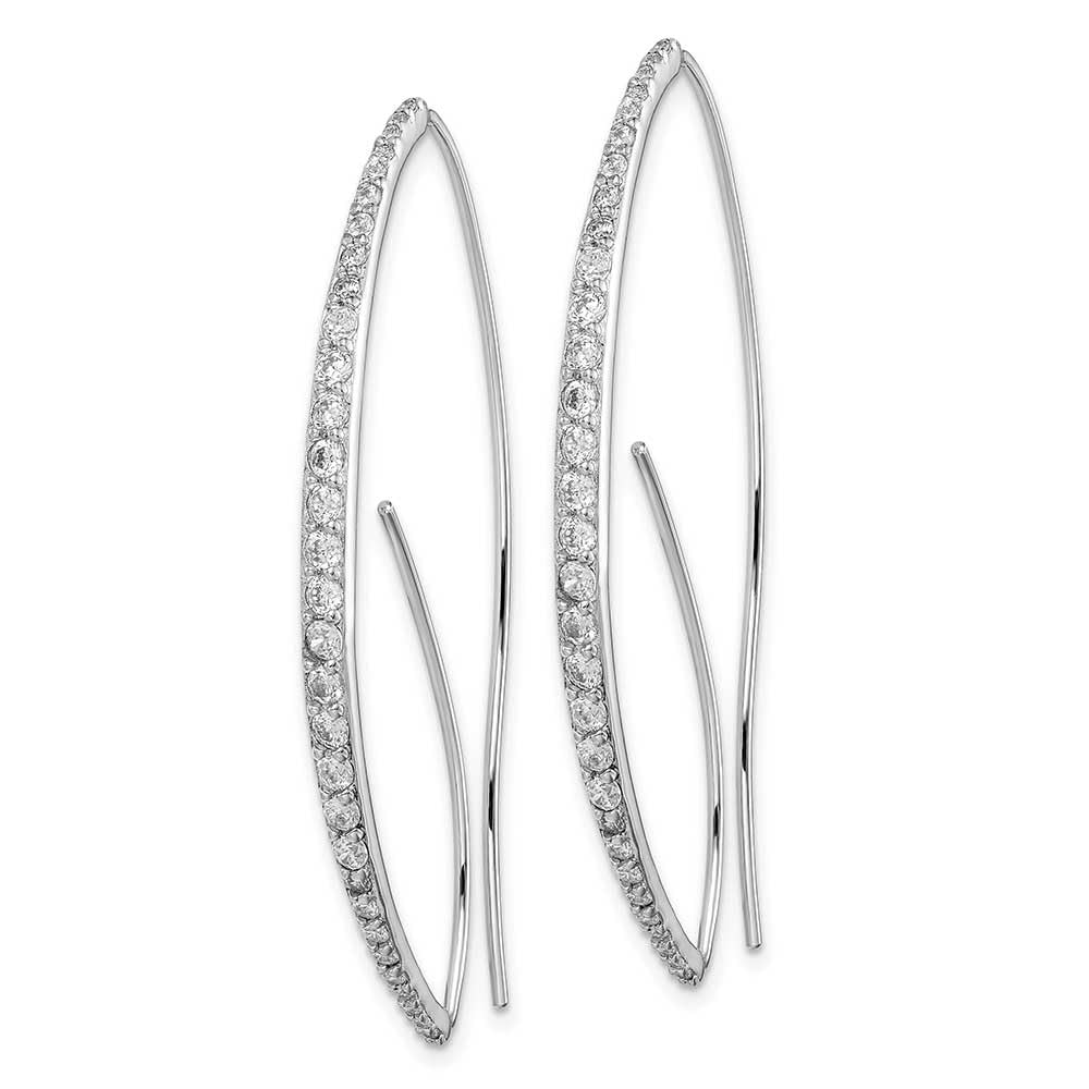 Elegant Sterling Silver Rhodium-Plated CZ Threader Earrings for Women | Hypoallergenic Dangle Jewelry for Parties, Weddings & Everyday Wear