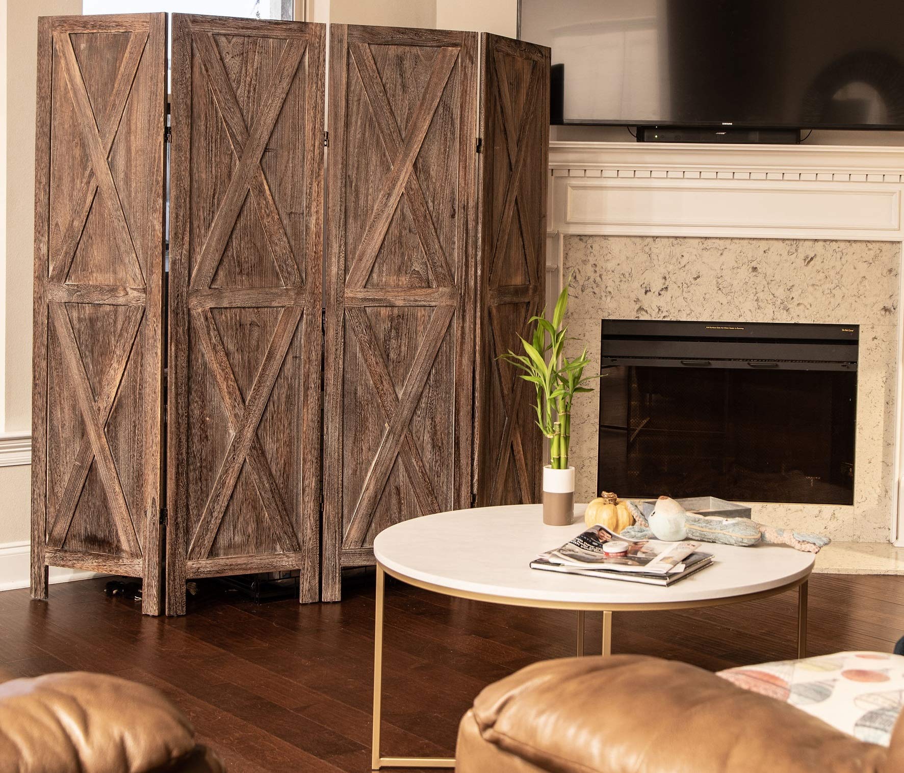 Premium 6-Panel Room Divider - Rustic Barnwood Folding Privacy Screen & Partition Wall for Home, Office, or Studio | Perfect for Creating Private Spaces, Room Separation, and Stylish Home Decor