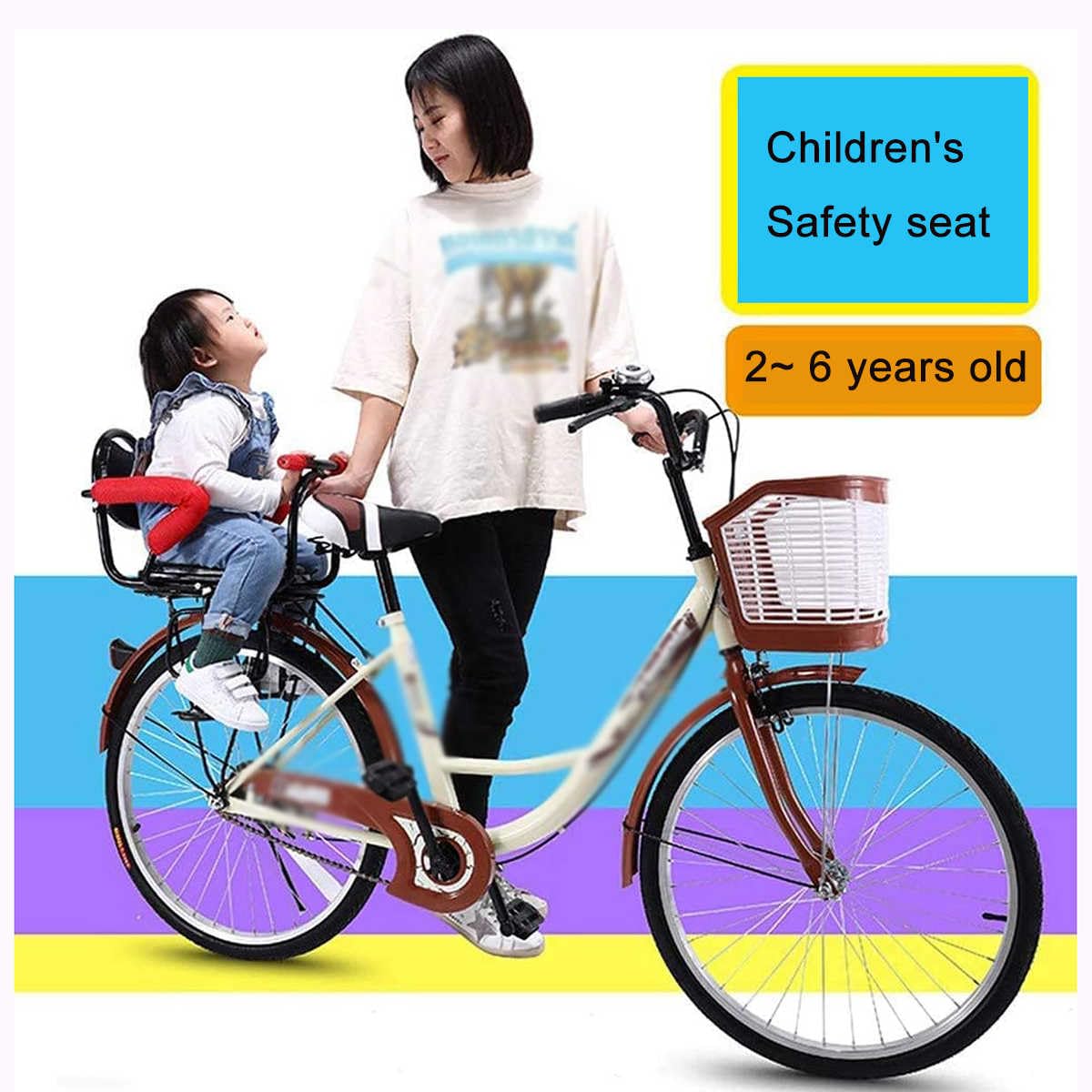 Rear Mount Child Bike Seat for 2-6 Year Old Kids - Adjustable Armrests, Safety Seat Belt & Comfortable Cushion - Universal Fit for Most Adult Bicycles - Perfect for Family Rides, Commuting & Outdoor Adventures