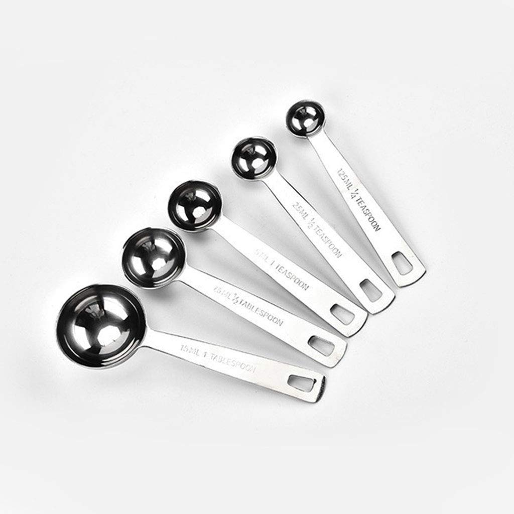 Premium 5-Piece Stainless Steel Measuring Spoon Set with Clear Markings - Perfect for Baking, Cooking, and Meal Prep | Accurate Kitchen Measuring Tools for Dry & Liquid Ingredients