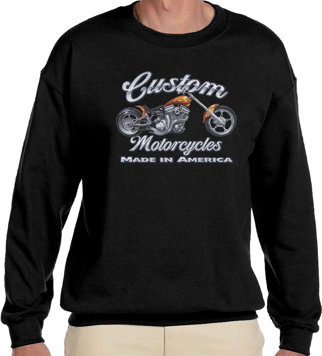 Amdesco Men's Custom Motorcycle Graphic Crewneck Sweatshirt | Made in USA | Biker Gear for Riding & Casual Wear