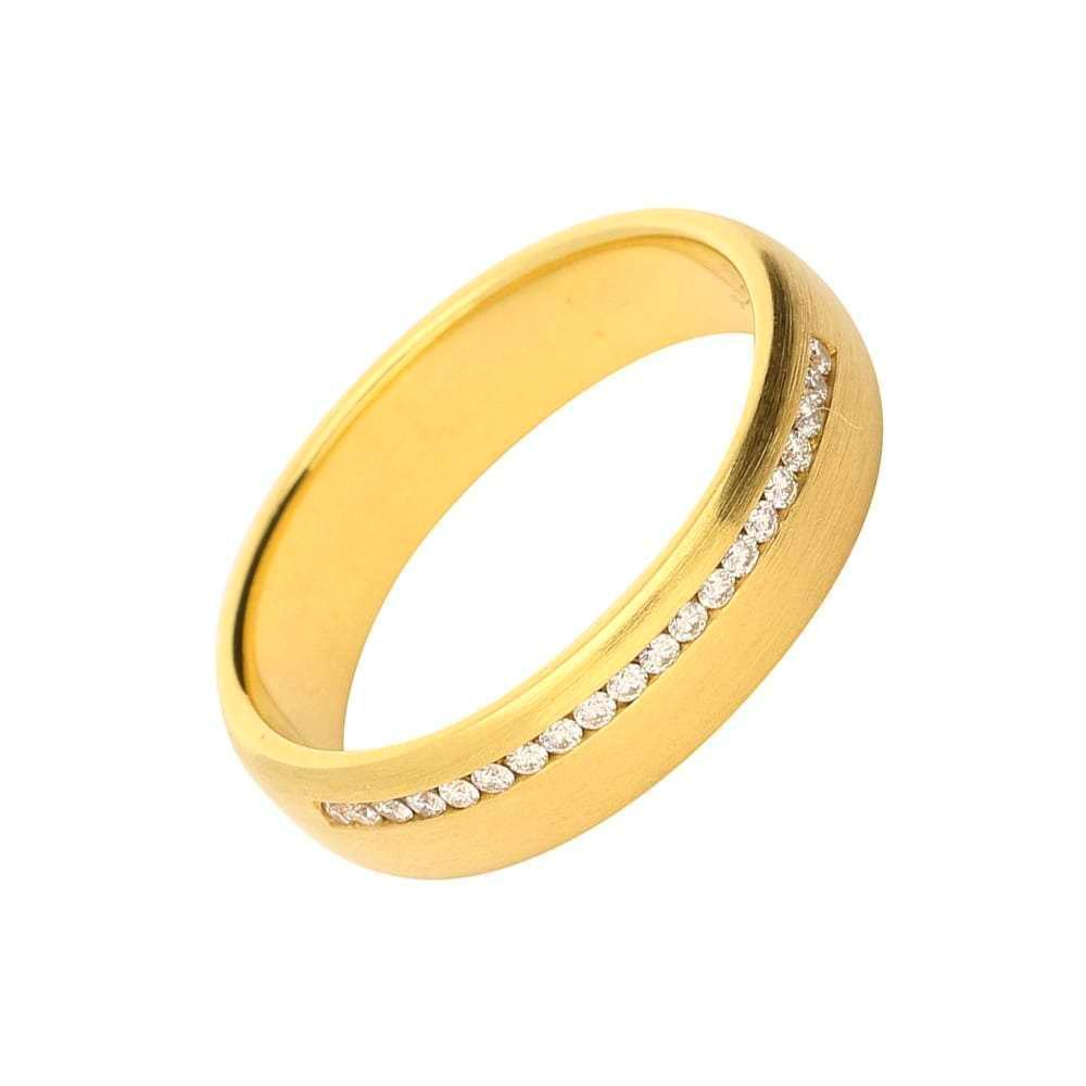 18ct Gold Diamond Band Ring for Women - Channel Set with Offset Design - Perfect for Weddings, Anniversaries & Special Occasions