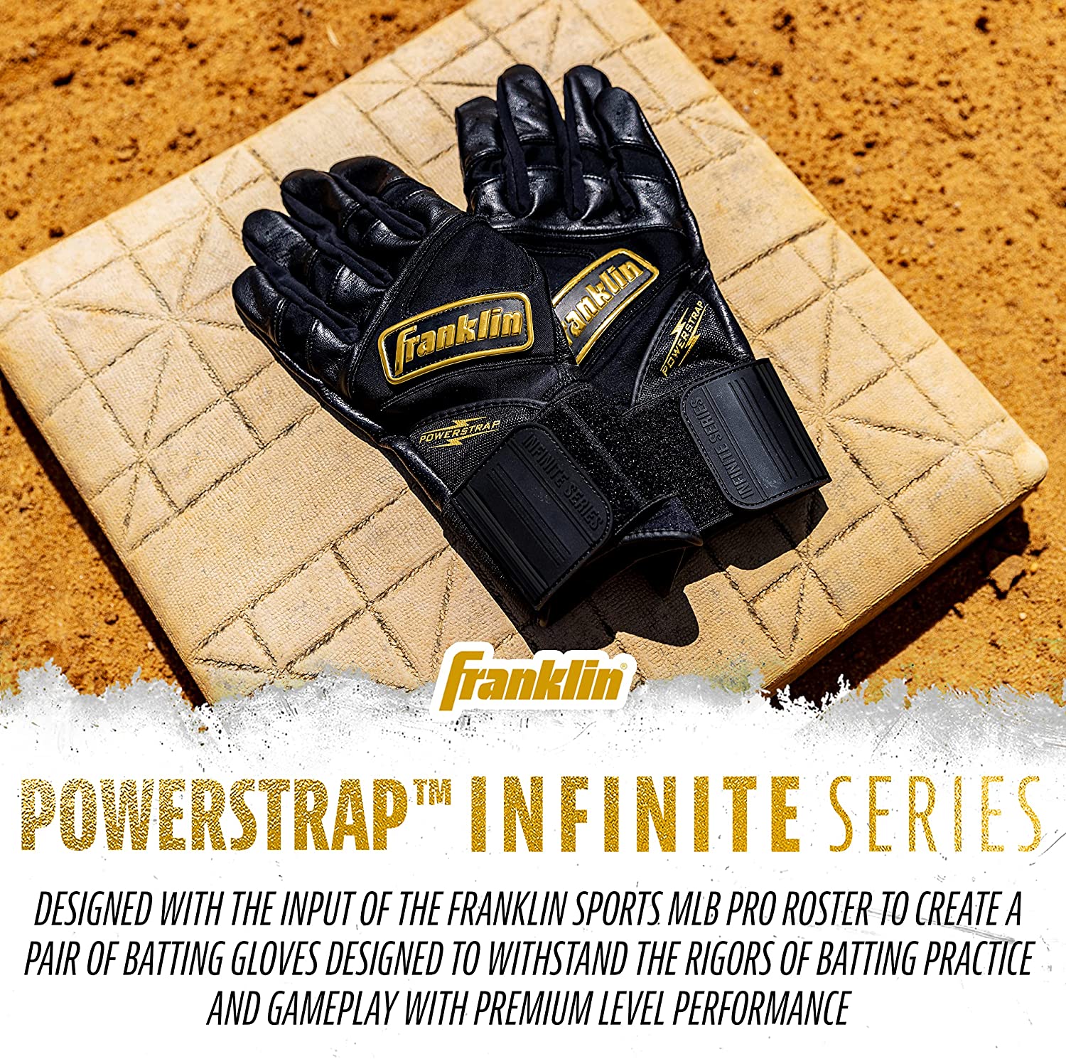Franklin Powerstrap Infinite Series Adult Batting Gloves - Baseball & Softball Training Gloves for Hitting, Fielding & Practice - Durable & Comfortable Grip for Men & Women