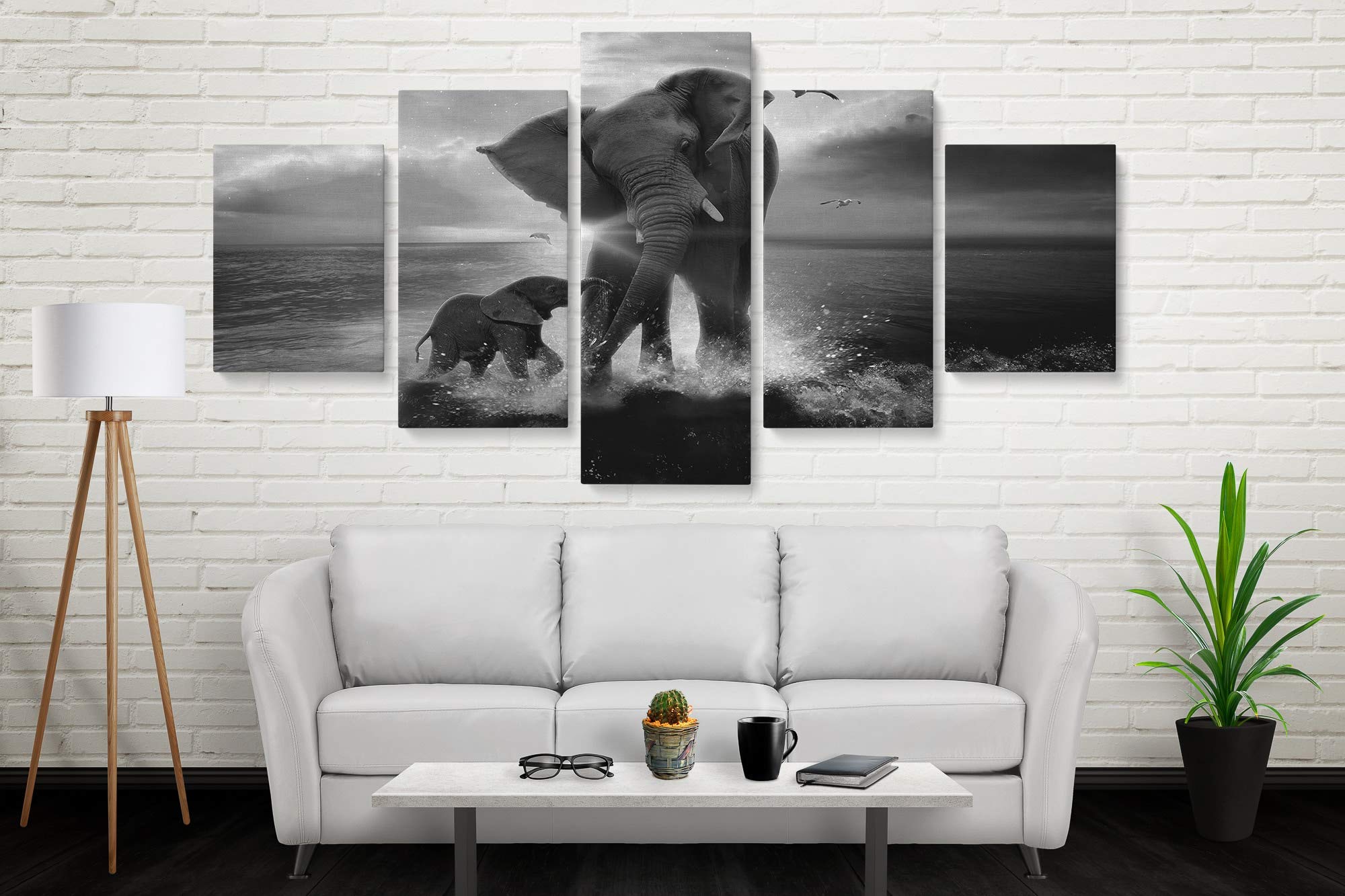 Elephant Canvas Wall Art - Large 5 Piece Set for Living Room, Bedroom & Office Decor | Stunning Home Decor for Modern & Boho Interiors