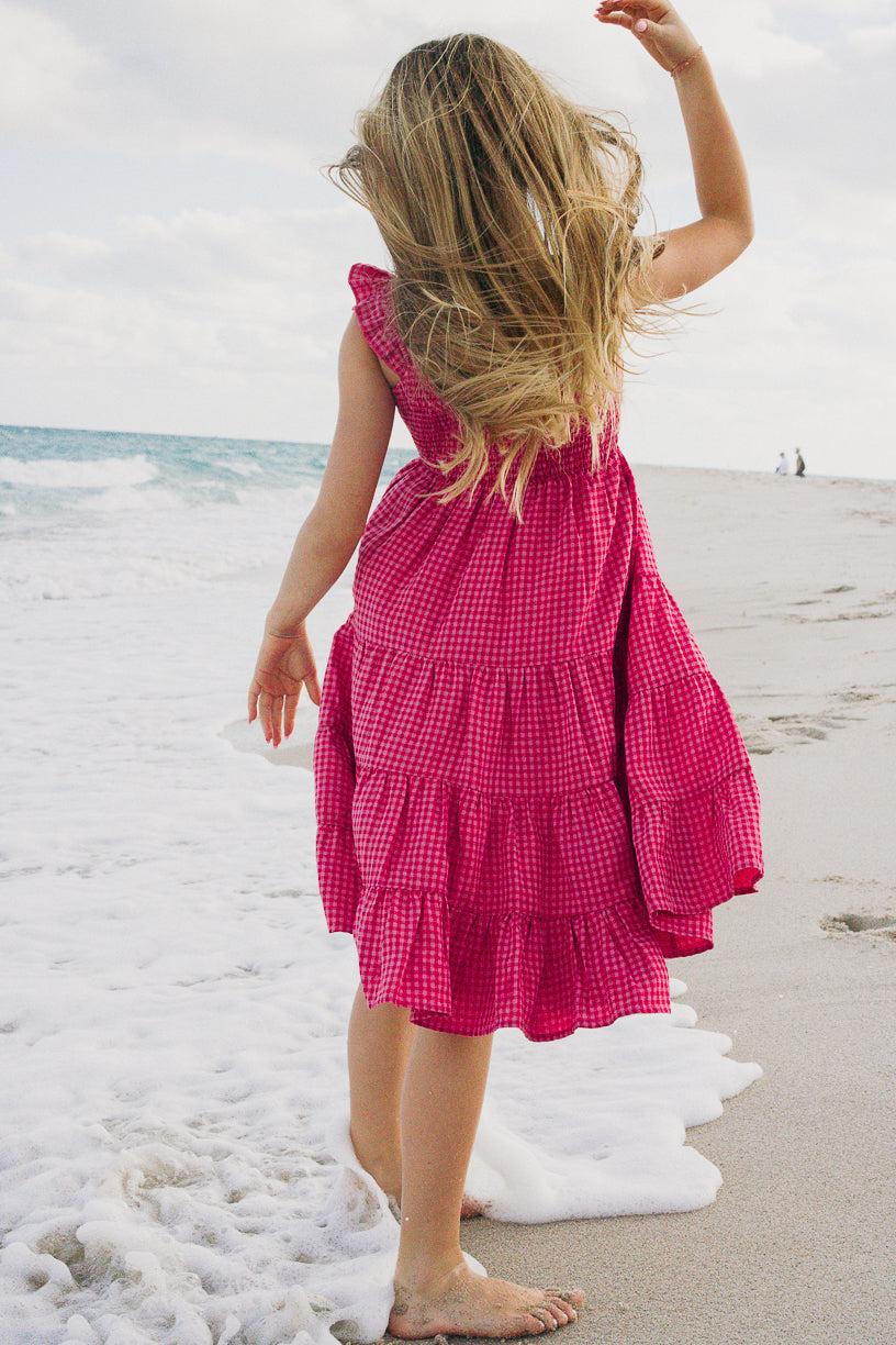 Mini Hailey Dress in Pink Gingham - Cute Floral Summer Dress for Girls | Perfect for Parties, Weddings & Outdoor Events