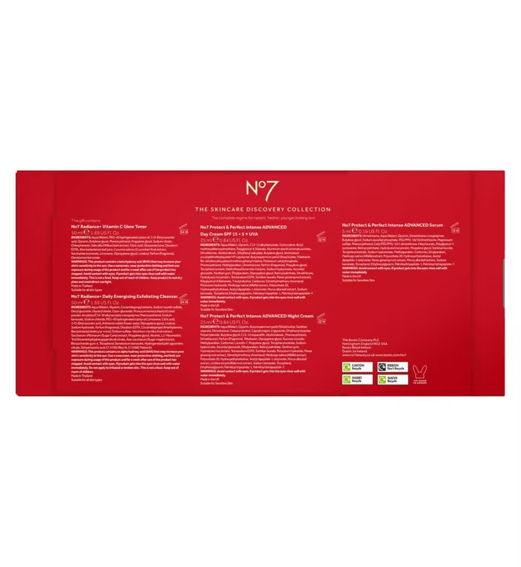 No7 Skincare Discovery Collection Gift Set - Anti-Aging & Hydrating Facial Care Kit for Women | Perfect Birthday Gift & Holiday Present for Her | Skincare Routine Essentials