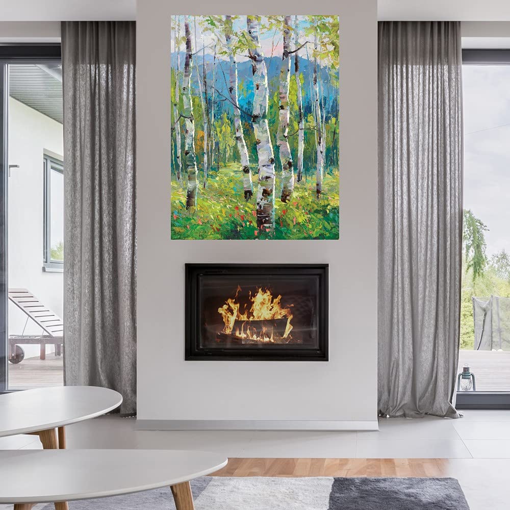 Spring Greens Fine Art Canvas Wall Decor by Artist Dean Bradshaw - 32x43 Inch Ready to Hang Painting for Living Room, Bedroom, Office & More - Modern Home & Office Decor