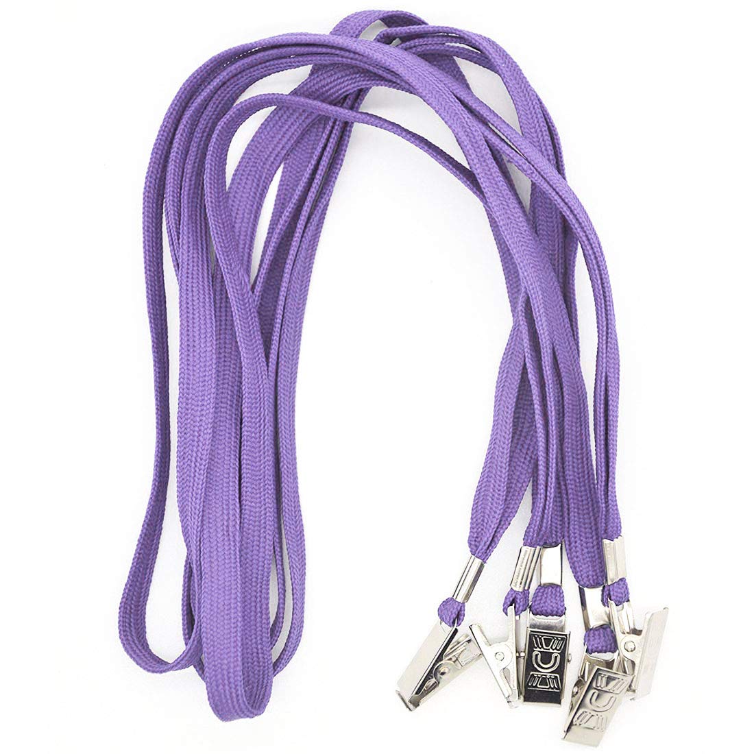 Purple Lanyards 100 Pack with Bulldog Clip - for ID Badges & Events