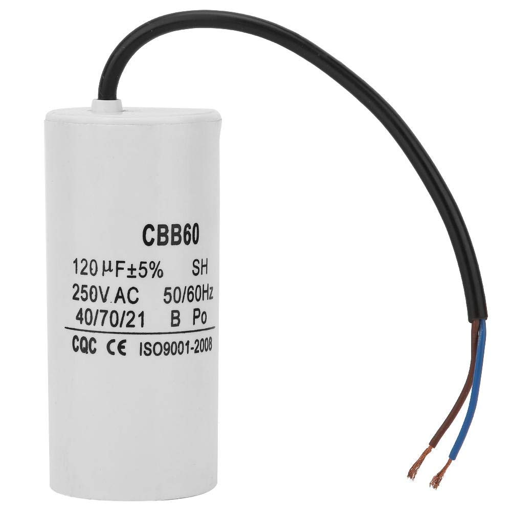 CBB60 Run Capacitor 250VAC 120uF 50/60Hz - Motor Start Capacitor for Air Compressor, HVAC, Pumps & Power Tools | Durable Metal Case Wire Terminal