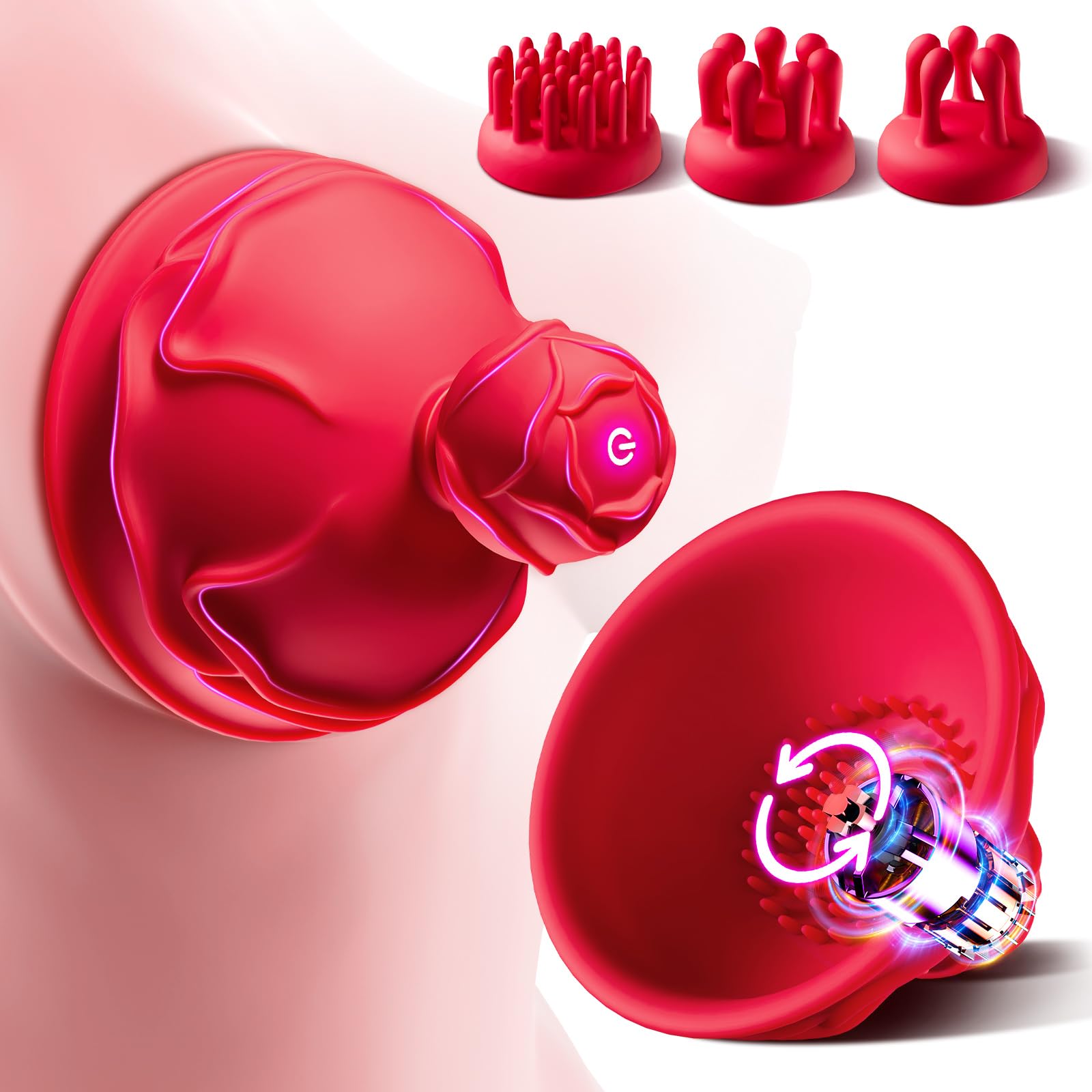 Premium Rose-Shaped Wireless Nipple Clamps - 10 Vibration Modes Rechargeable Adult Toy for Women & Couples (Red) - Sensual Play, BDSM Accessories, Intimate Gift for Valentine's Day & Anniversary