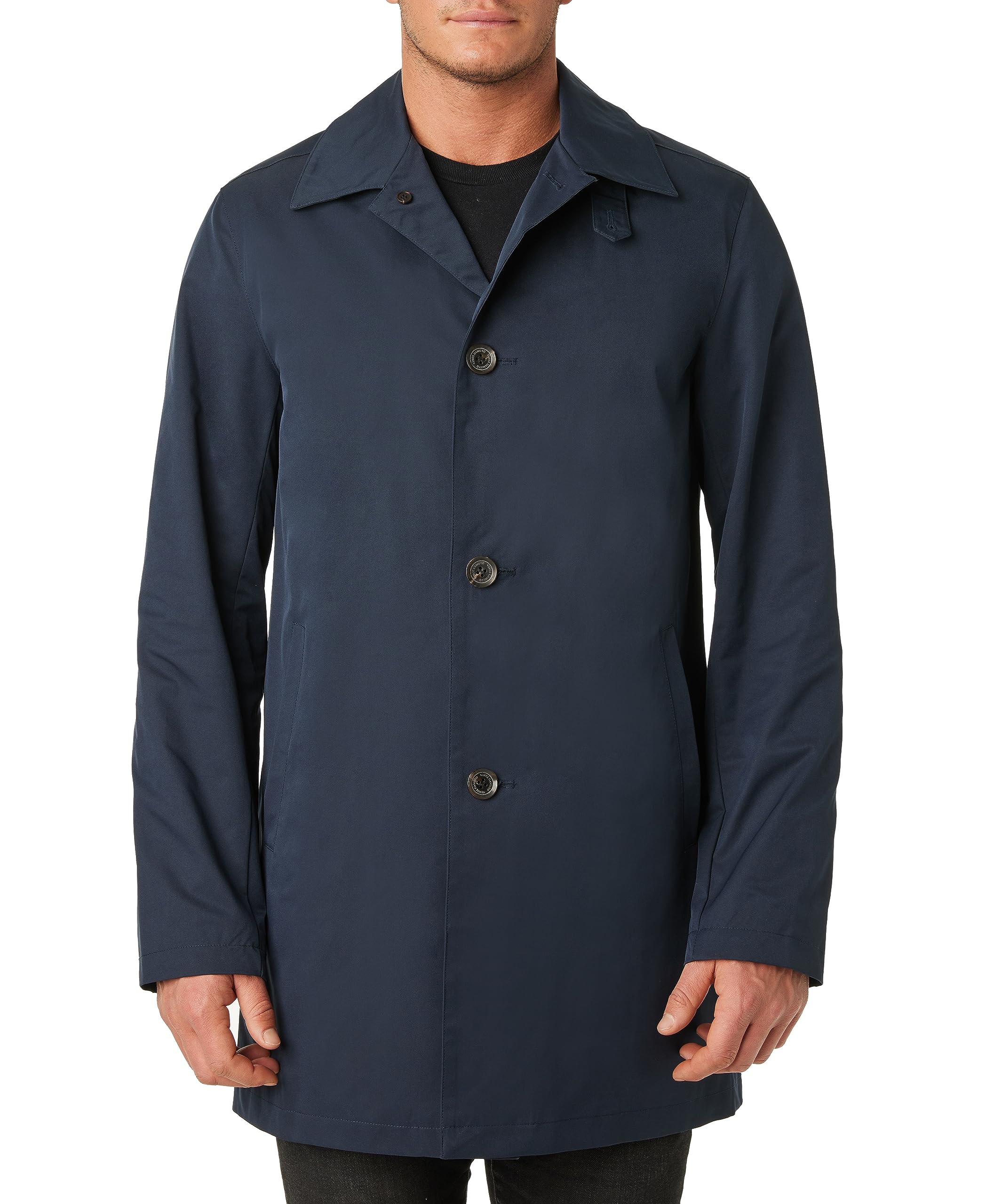 Vince Camuto Men's Classic Blue Trench Coat - Waterproof Long Coat for Business & Casual Wear, Large Size | Perfect for Office, Travel & Outdoor Activities