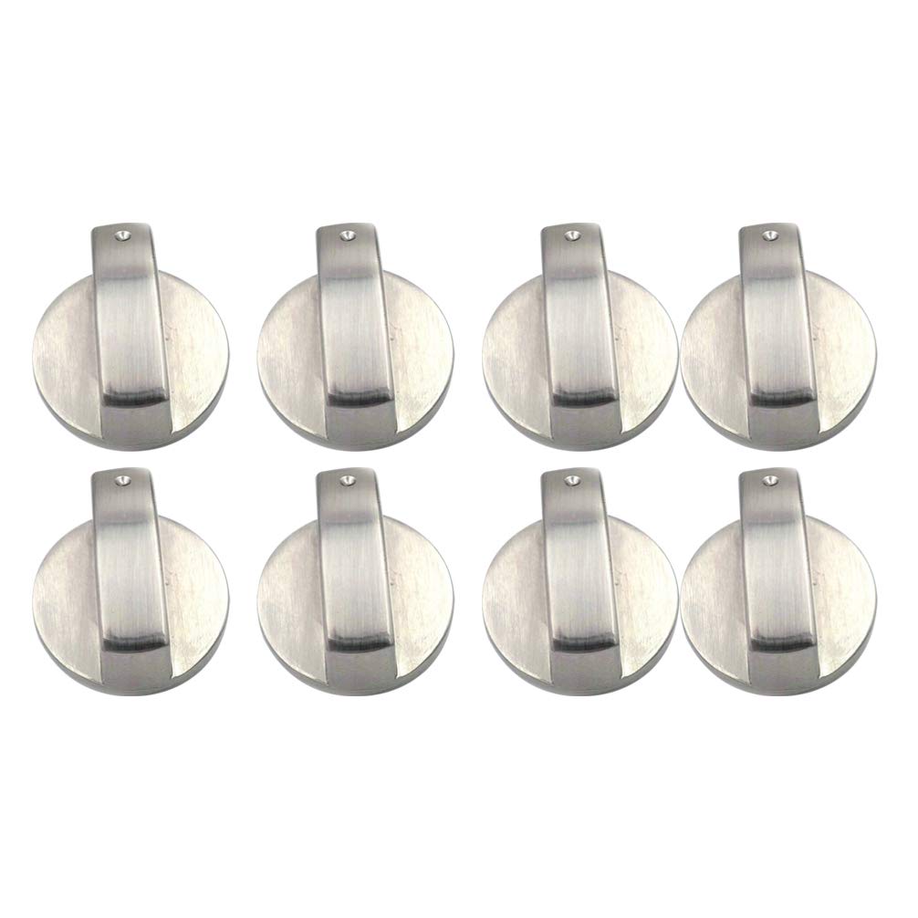8pcs Stainless Steel Round Gas Stove Knobs - Replacement Cooker Oven Hob Control Knobs - Durable & Heat Resistant for Kitchen Stove, Oven, Grill (Perfect for Home & Commercial Use)
