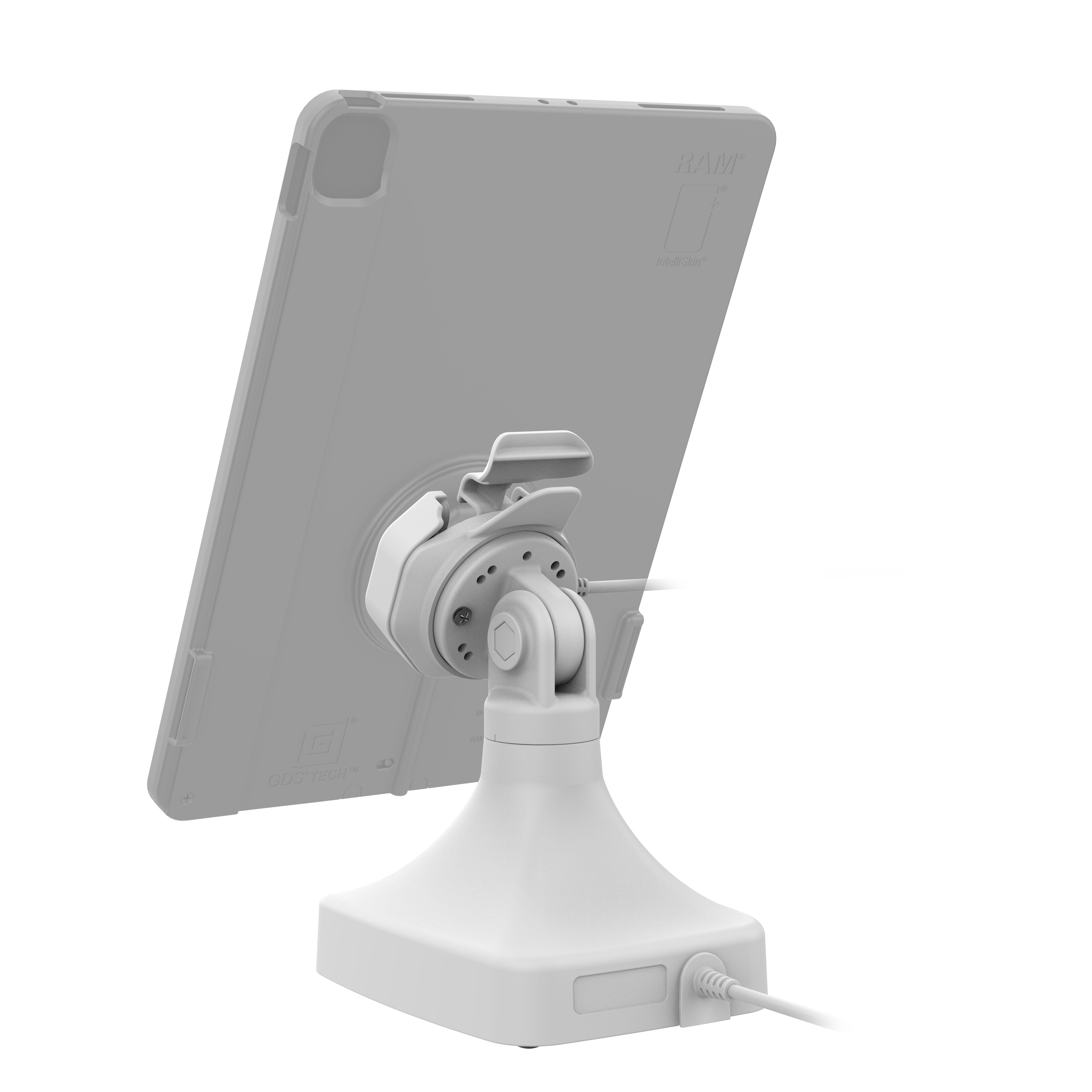 GDS® Uni Conn™ Powered Tilt & Swivel Dock with PoE - Gray (RAM GDS DOCK D14 U3E GRY) | Universal Laptop Mount for Office & Home Workspace