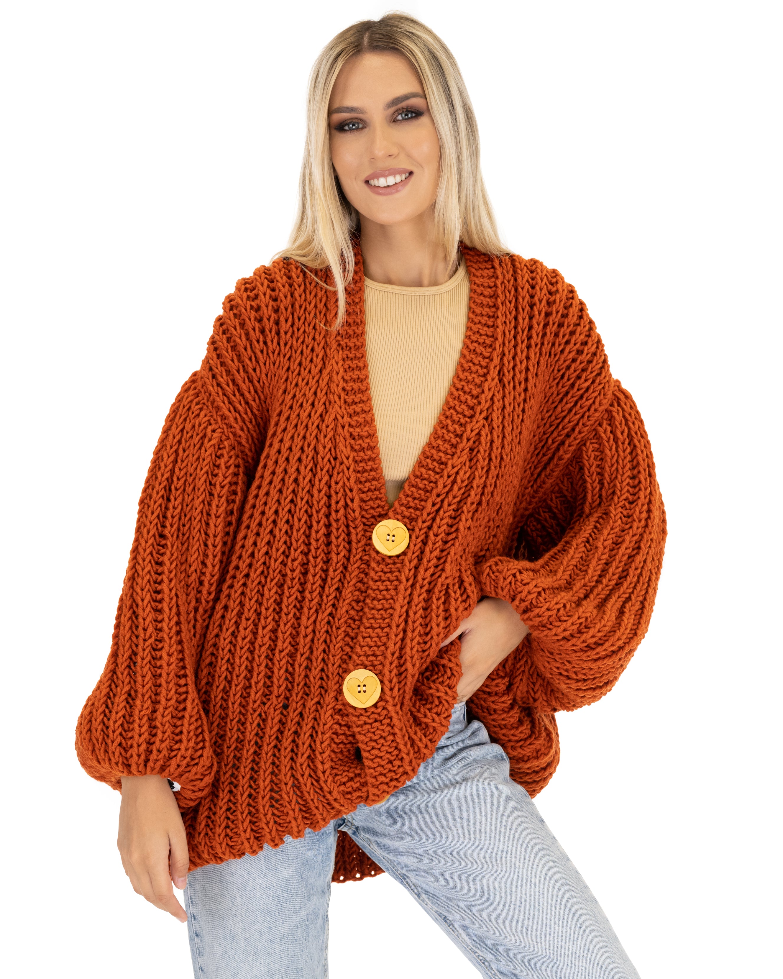 Premium Merino Wool Balloon Cardigan for Women - Soft & Cozy Oversized Knit Sweater - Perfect for Fall, Winter & Casual Outfits