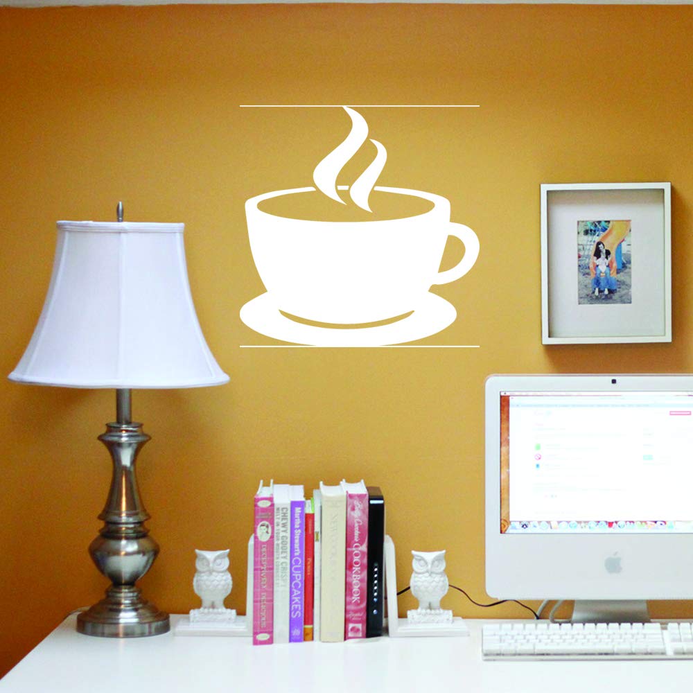 Premium Waterproof Vinyl Decal Stickers for Coffee Mugs - ANDGEST White Coffee Cup Set of 2 - Perfect for Laptop, Phone, Helmet, Car Window, Bumper, Door & Wall Decoration - Great Gift for Coffee Lovers & Home Office Decor