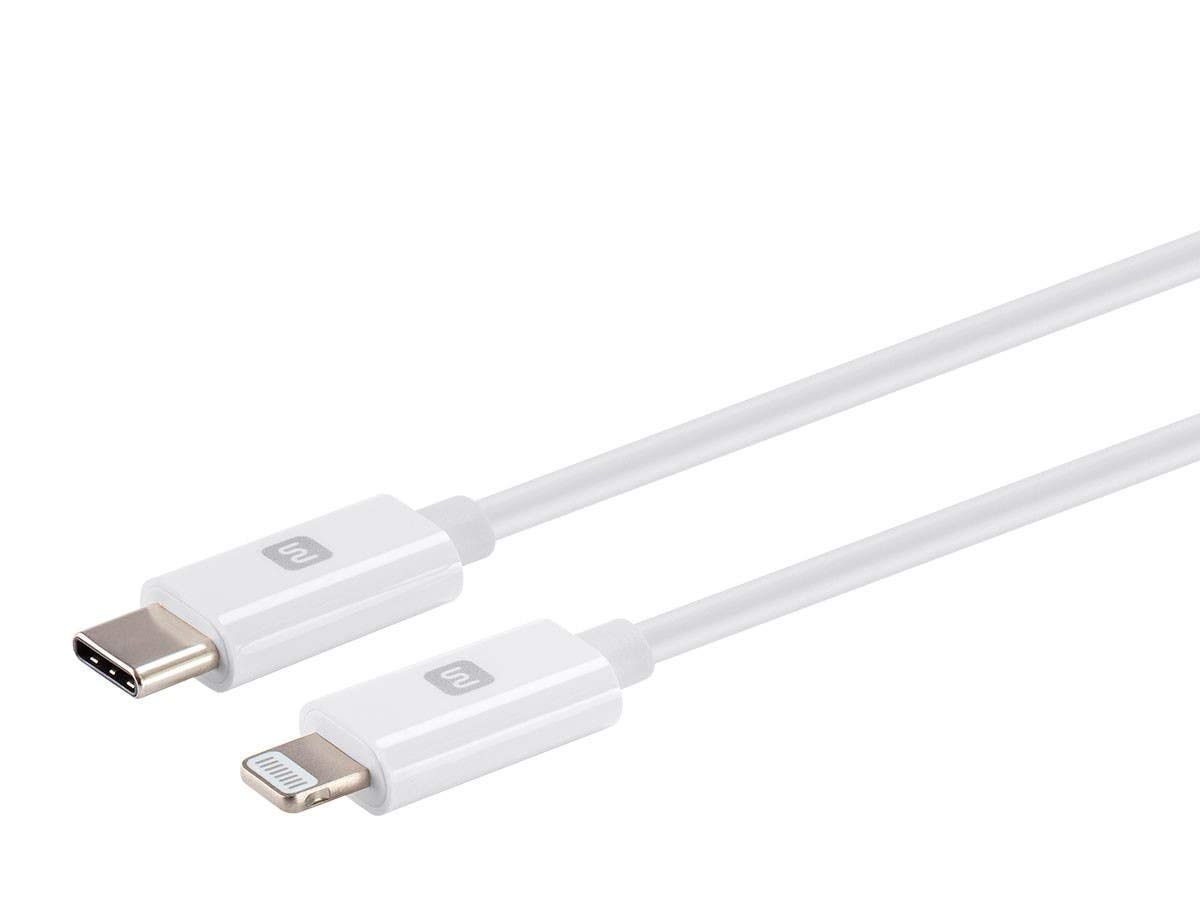 Monoprice Apple MFi Certified Lightning to USB-C Charging & Sync Cable - 3ft Fast Charging Cord for iPhone, iPad, iPod with Lightning Port (White) - Perfect for Home, Office & Travel Charging