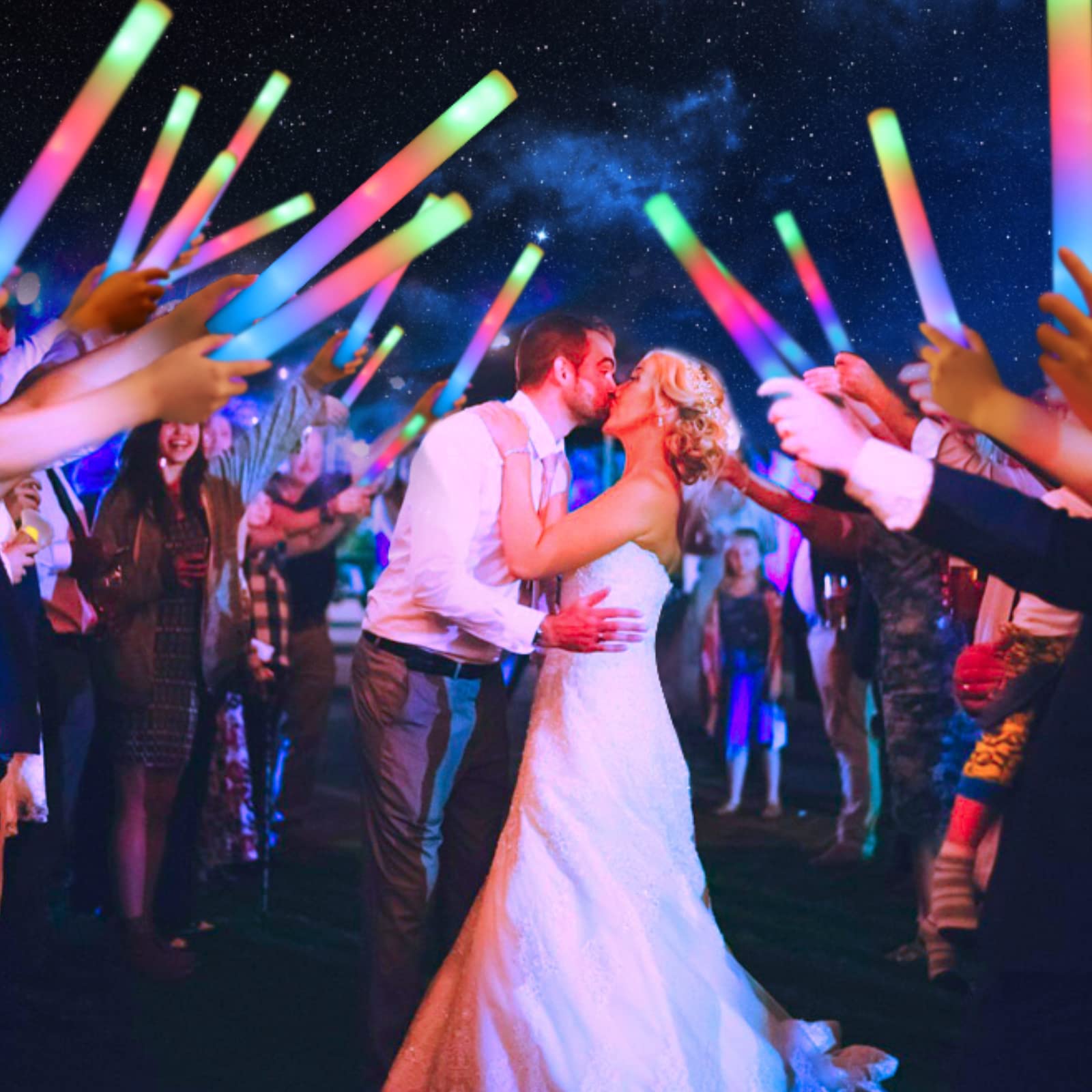 100 PCS Foam Glow Sticks Bulk - 3 Mode Colorful Flashing LED Light Sticks for Parties, Raves, Concerts | Glow in The Dark Party Supplies for Wedding, Birthday, Christmas, New Year Celebrations | Perfect for Night Events, Pool Parties, Halloween & Festivals