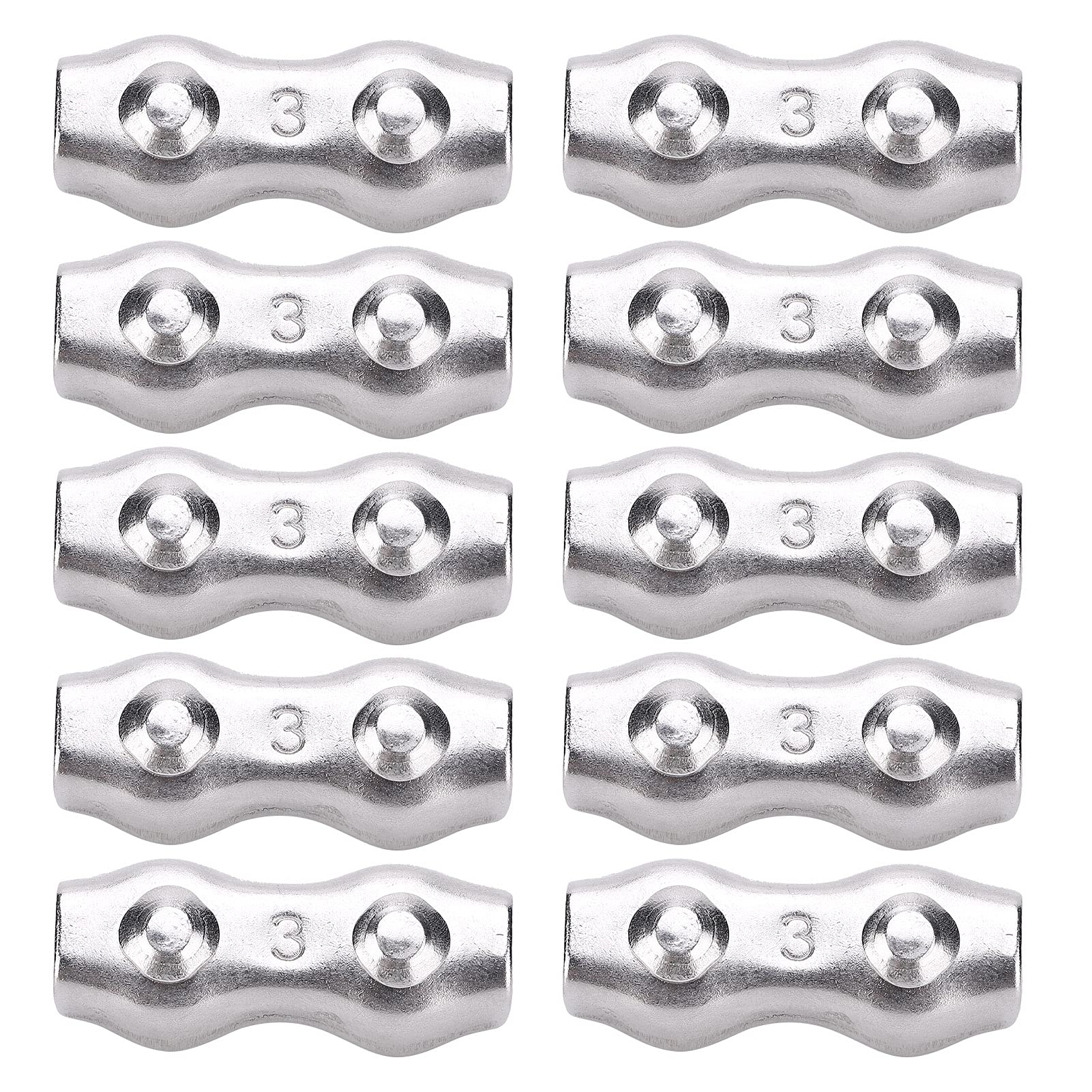 Premium Stainless Steel Duplex Cable Clips - Heavy Duty Anti-Corrosion & Wear-Resistant Wire Rope Clamps for Secure Cable Management - Ideal for Marine, Construction, and Outdoor Applications