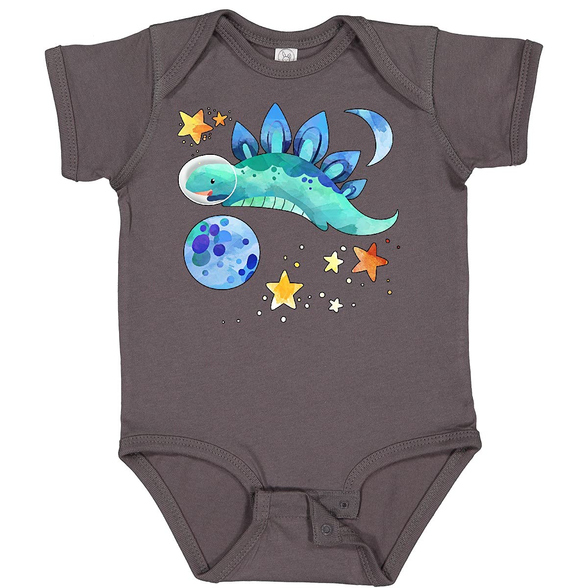 Inktastic Stegosaurus Space Dinosaur with Stars and Planet Baby Bodysuit - Cute Dinosaur Onesie for Infants & Toddlers - Perfect for Space-Themed Birthday Parties, Baby Showers, and Everyday Wear