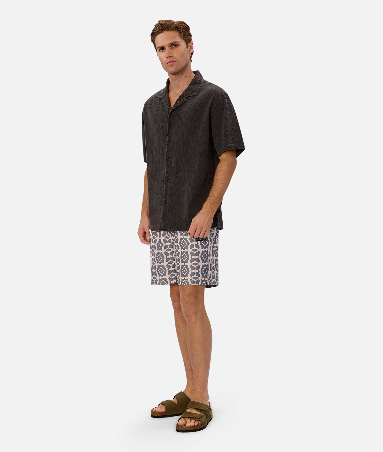 Premium Saratoga Swim Shorts for Men - Quick-Dry, Comfortable Khaki & Charcoal Swim Trunks - Perfect for Beach, Pool, and Summer Vacations