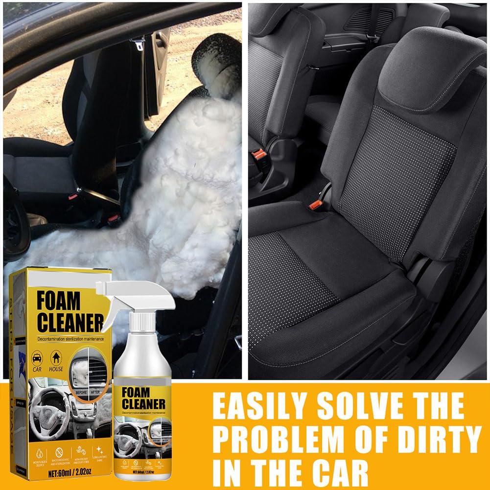 LONGLUAN Multi-Purpose Foam Cleaner for Car Interior & Exterior - Heavy Duty Degreaser for Seats, Dashboard, Tires (2 Pack) - Perfect for Auto Detailing, Home Cleaning & Outdoor Gear Maintenance