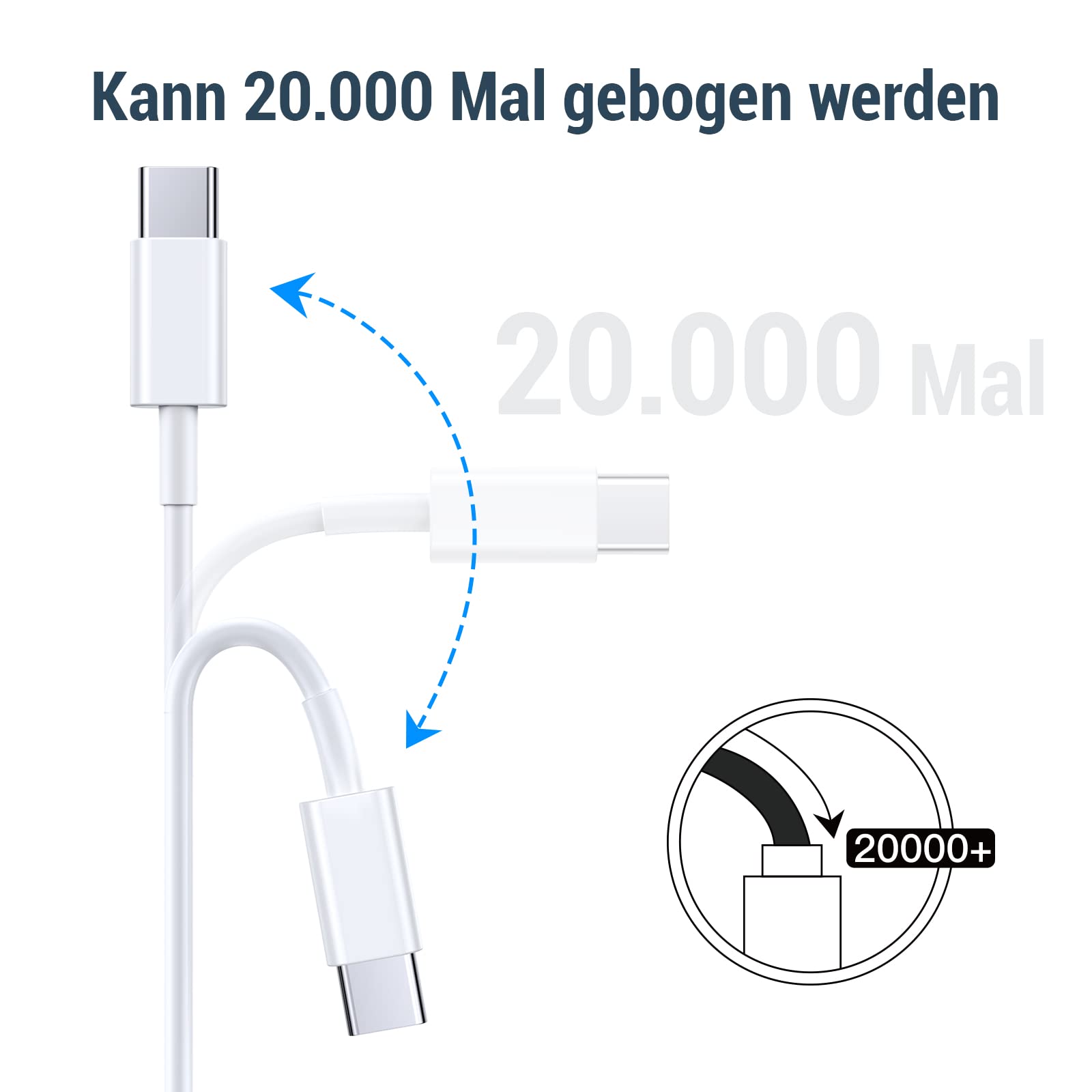 60W USB C to USB C Fast Charging Cable 2-Pack (1M) - Compatible with iPhone 16/15 Series, iPad Pro/Air/Mini & MacBook - Quick Charge for Home, Office & Travel